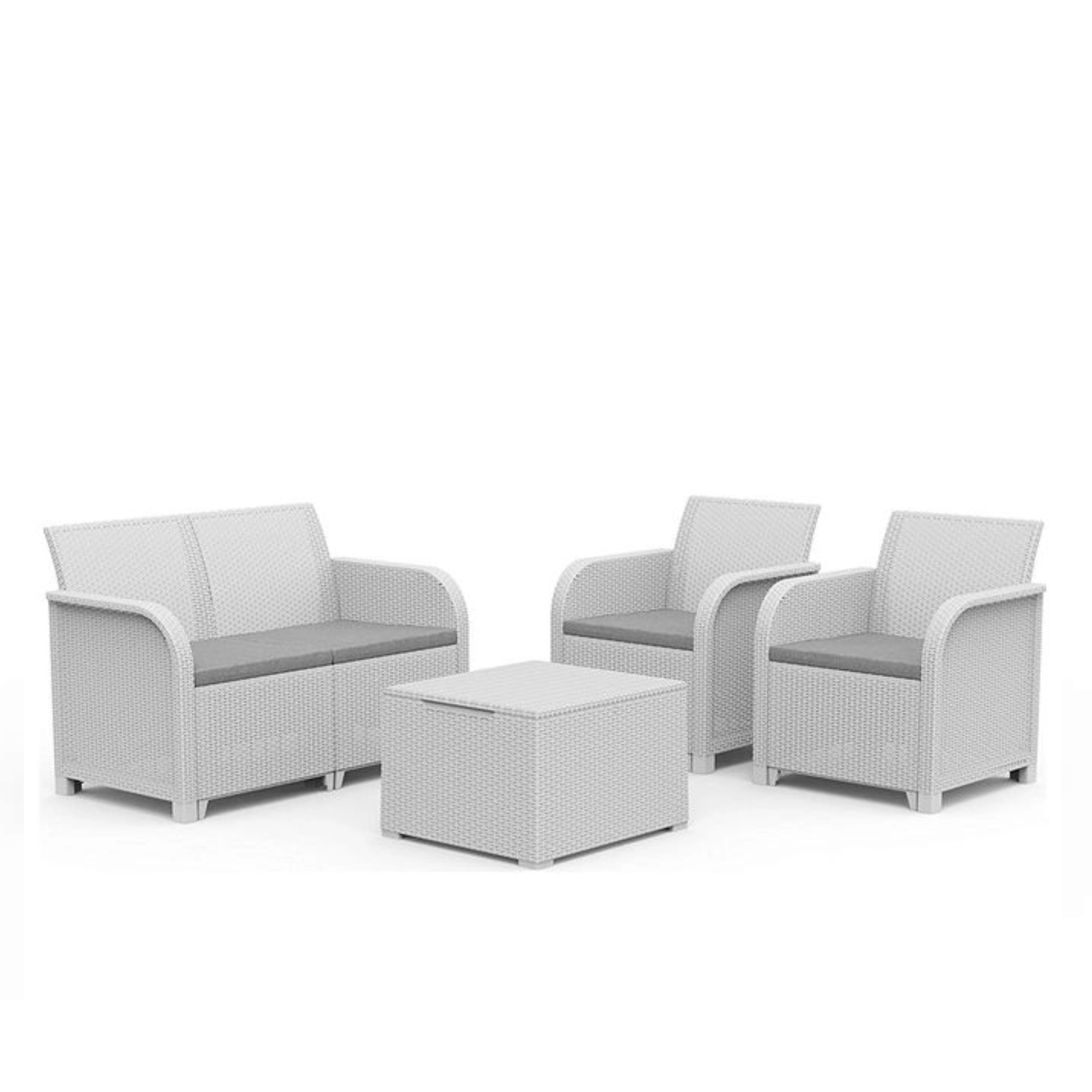 Ensemble salon en rotin "Rosalie" canapé, fauteuils et table de rangement pour jardin