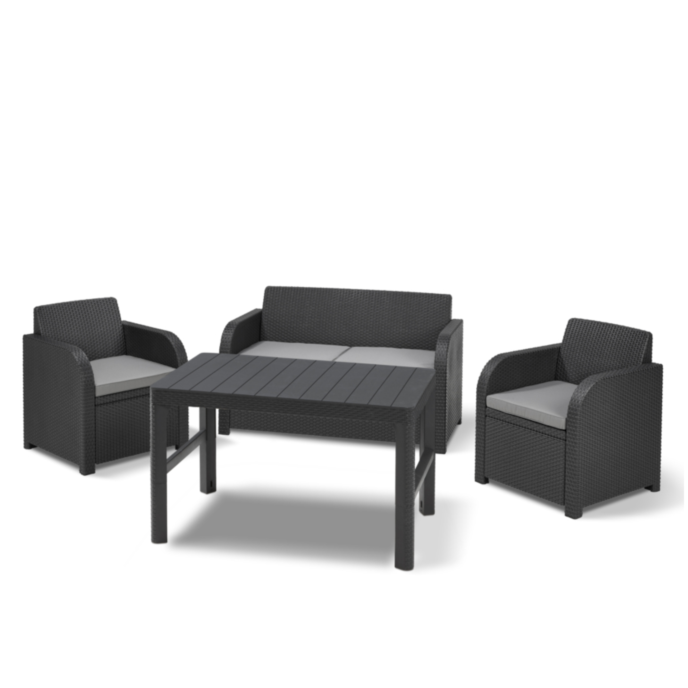 Salon de jardin en résine "Carolina" avec table basse extensible