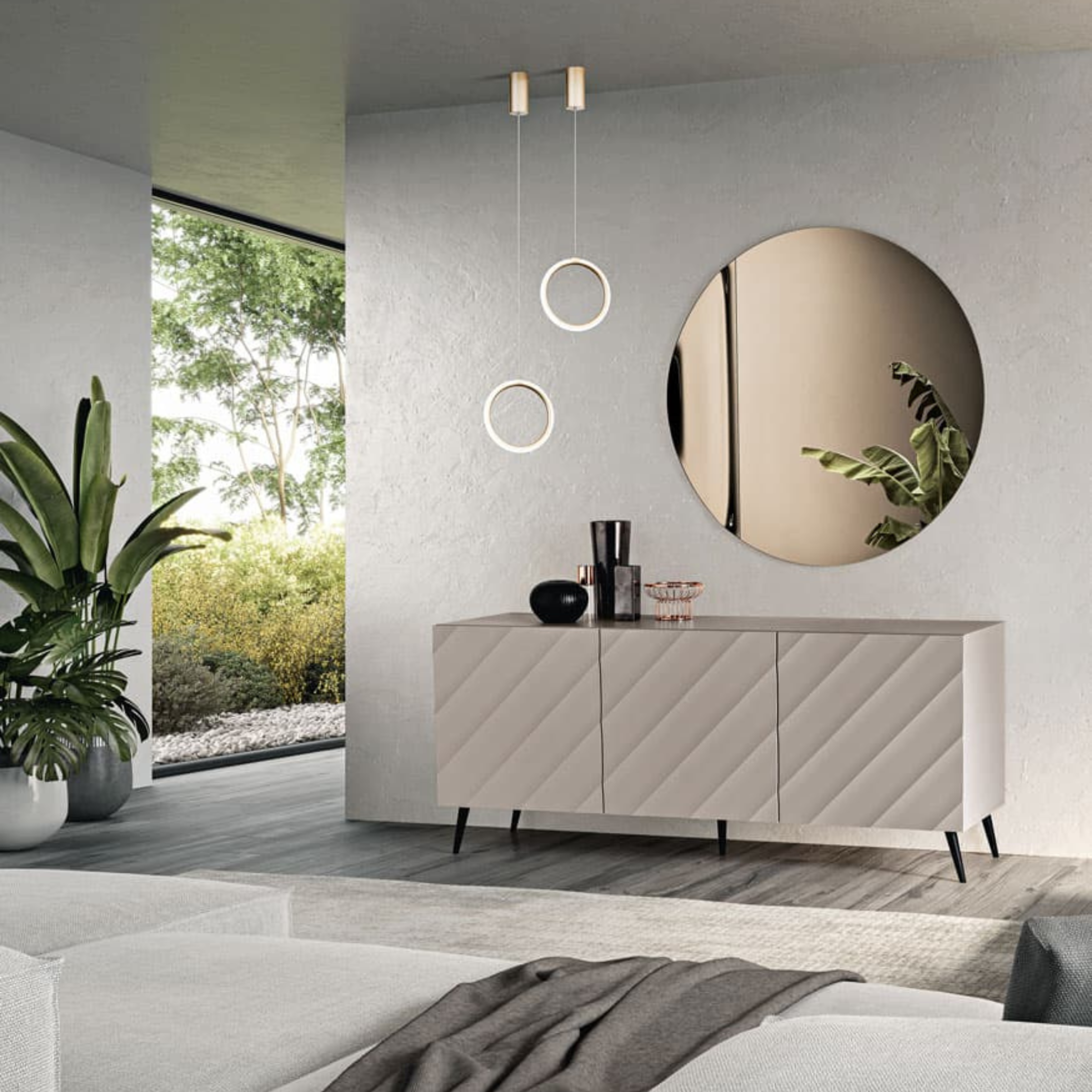 Madia 3 ante moderna già assemblata "Antares" in legno cm 180x50 h80