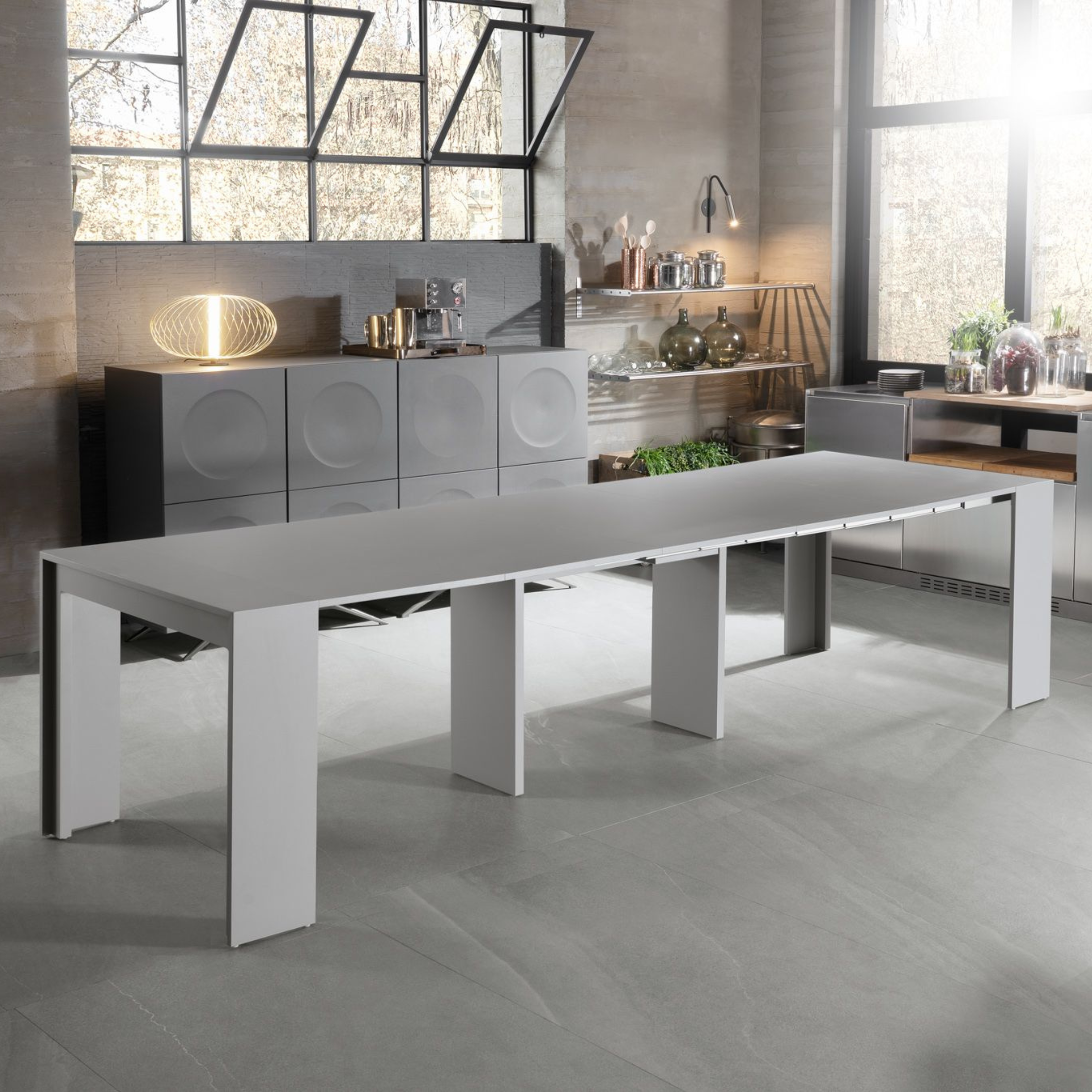 Tavolo allungabile consolle "Pinocchio" in legno laccato 10 posti cm 43/302x90 76h