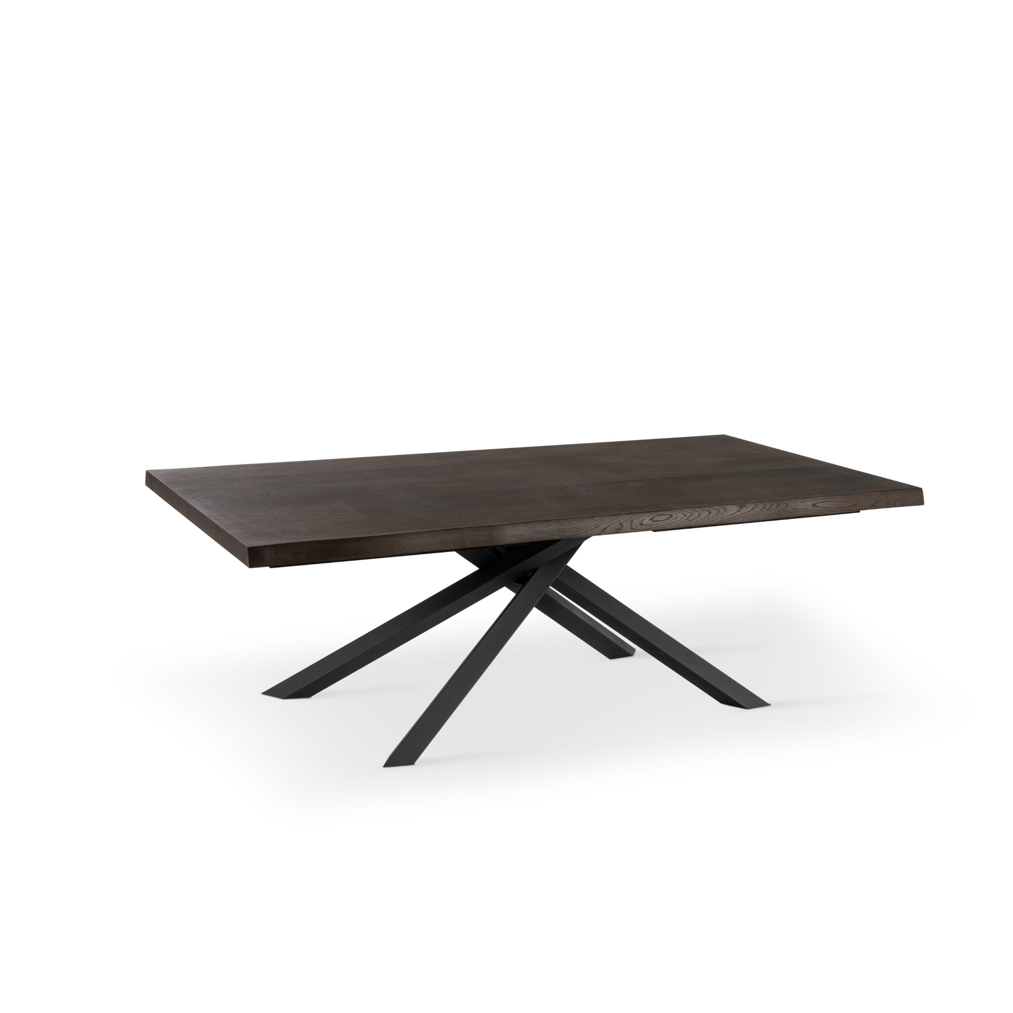 Tavolo 200x100cm piano 4 cm in legno rovere smoke e gambe in metallo nere -  Scellino