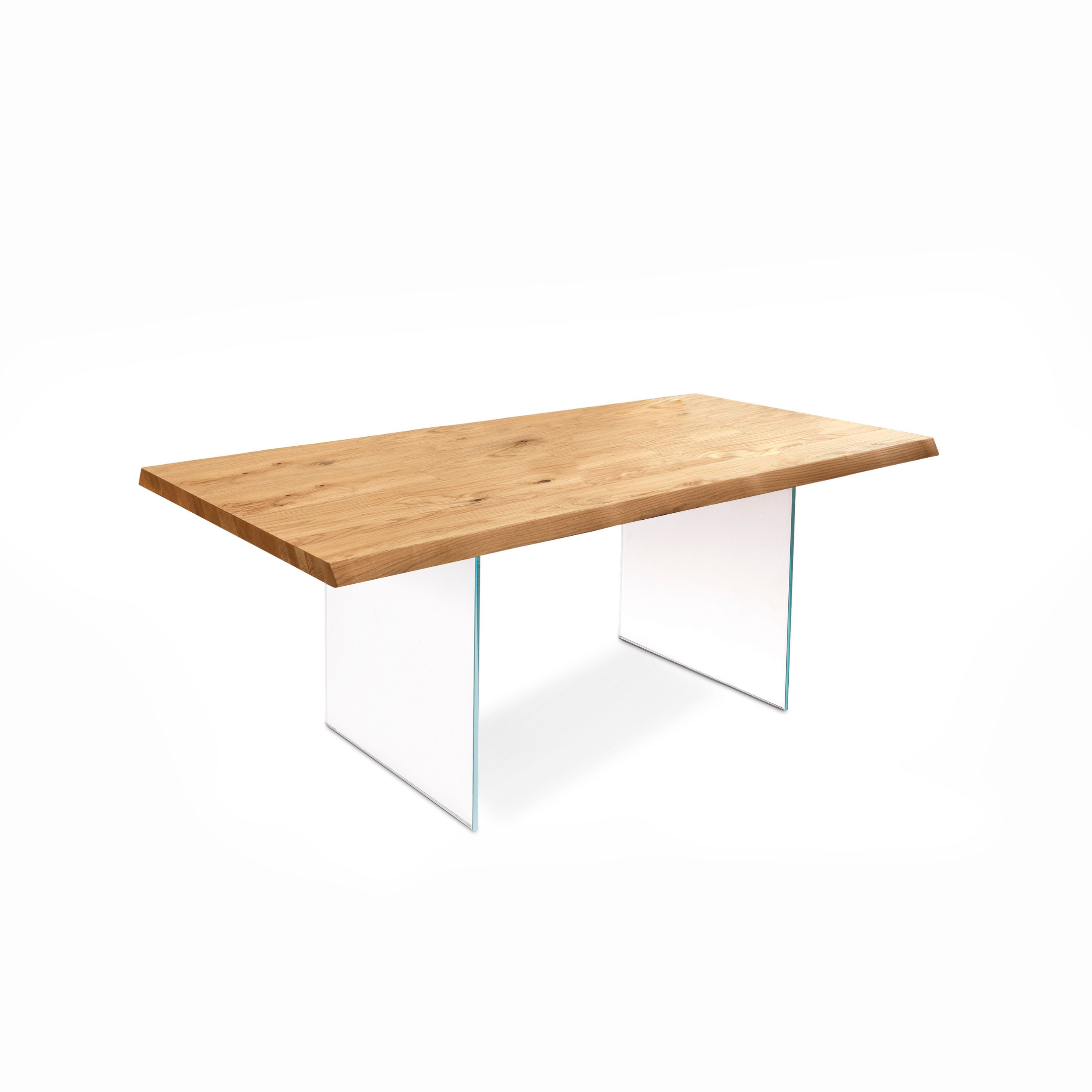 Tavolo fisso "Fabien" piano in legno gambe in vetro cm 200x100 76h