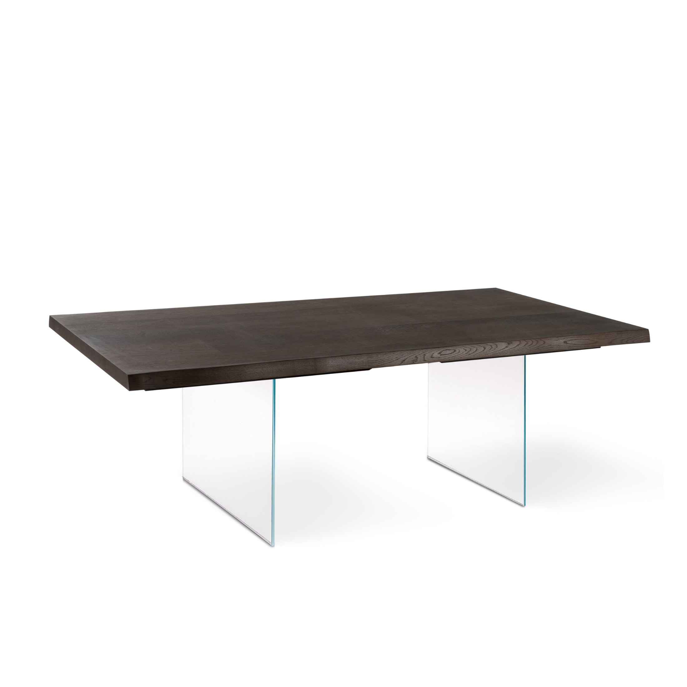 Tavolo fisso "Fabien" piano in legno gambe in vetro cm 200x100 76h