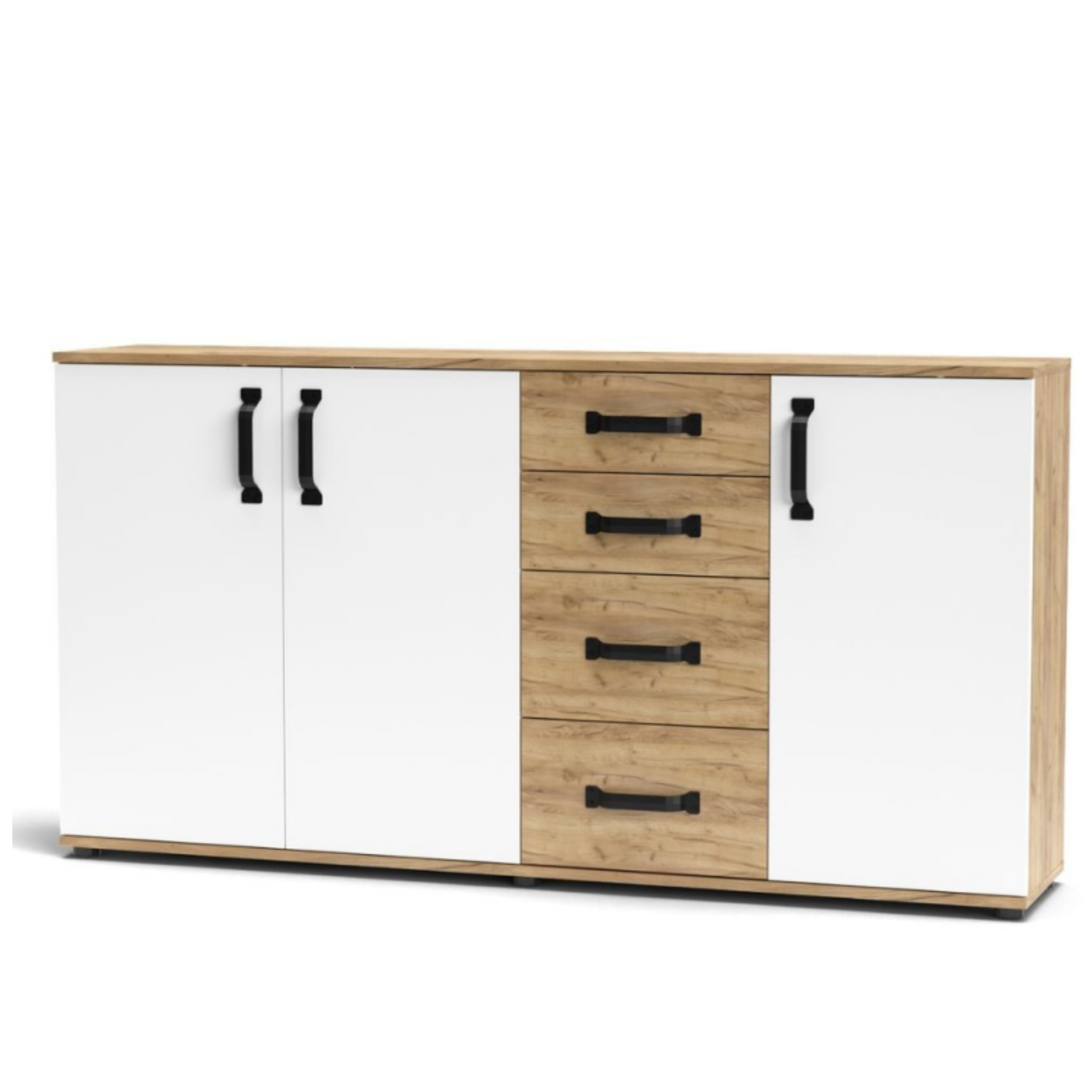 Set di mobili da soggiorno "Quadro" in legno rovere e bianco moderno