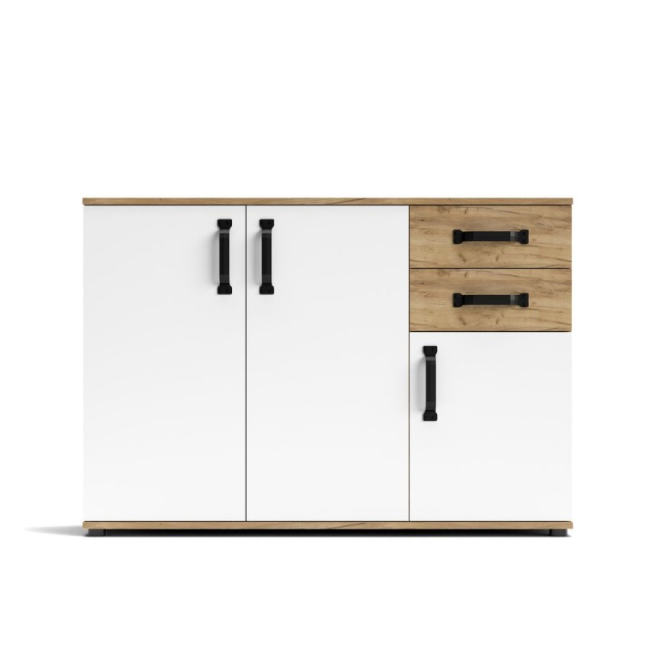 Set di mobili da soggiorno "Quadro" in legno rovere e bianco moderno