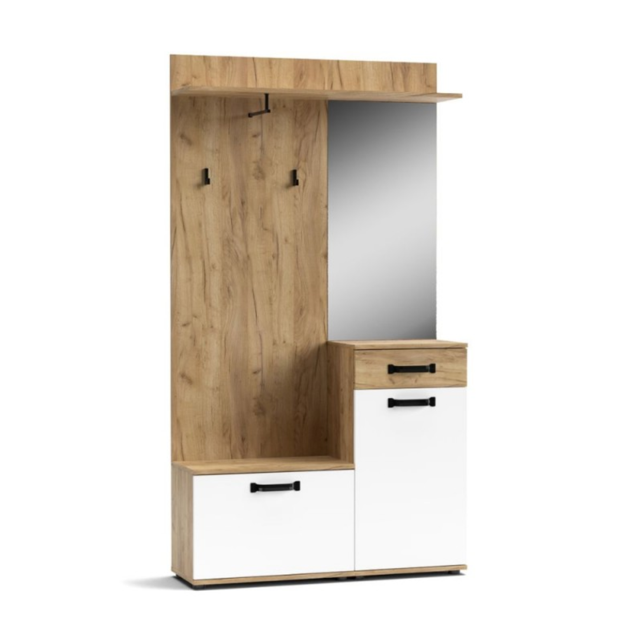 Set di mobili da soggiorno "Quadro" in legno rovere e bianco moderno