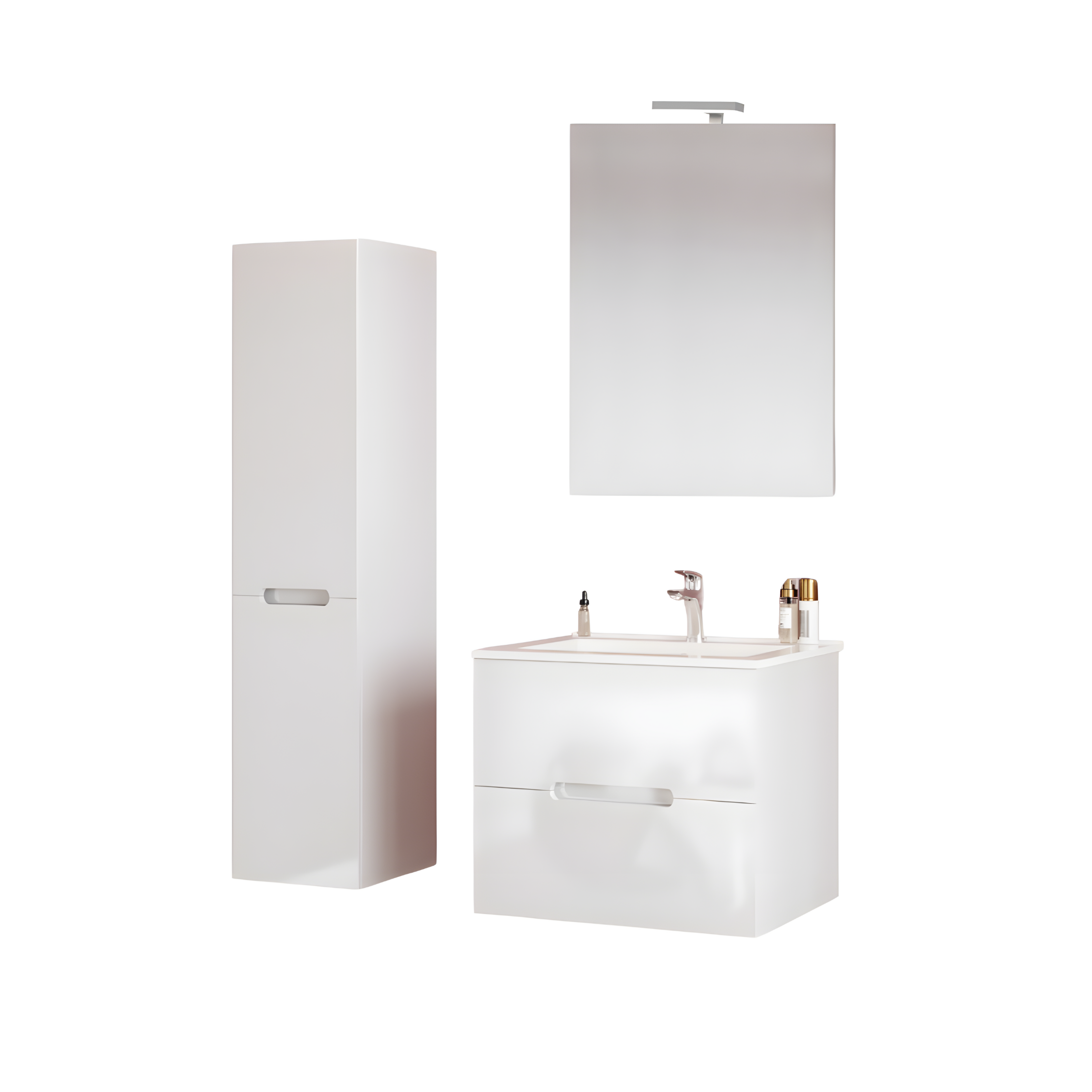 Colonna da bagno "Rhovan" con ripiani in vetro e due ante reversibili cm 34x36 140h