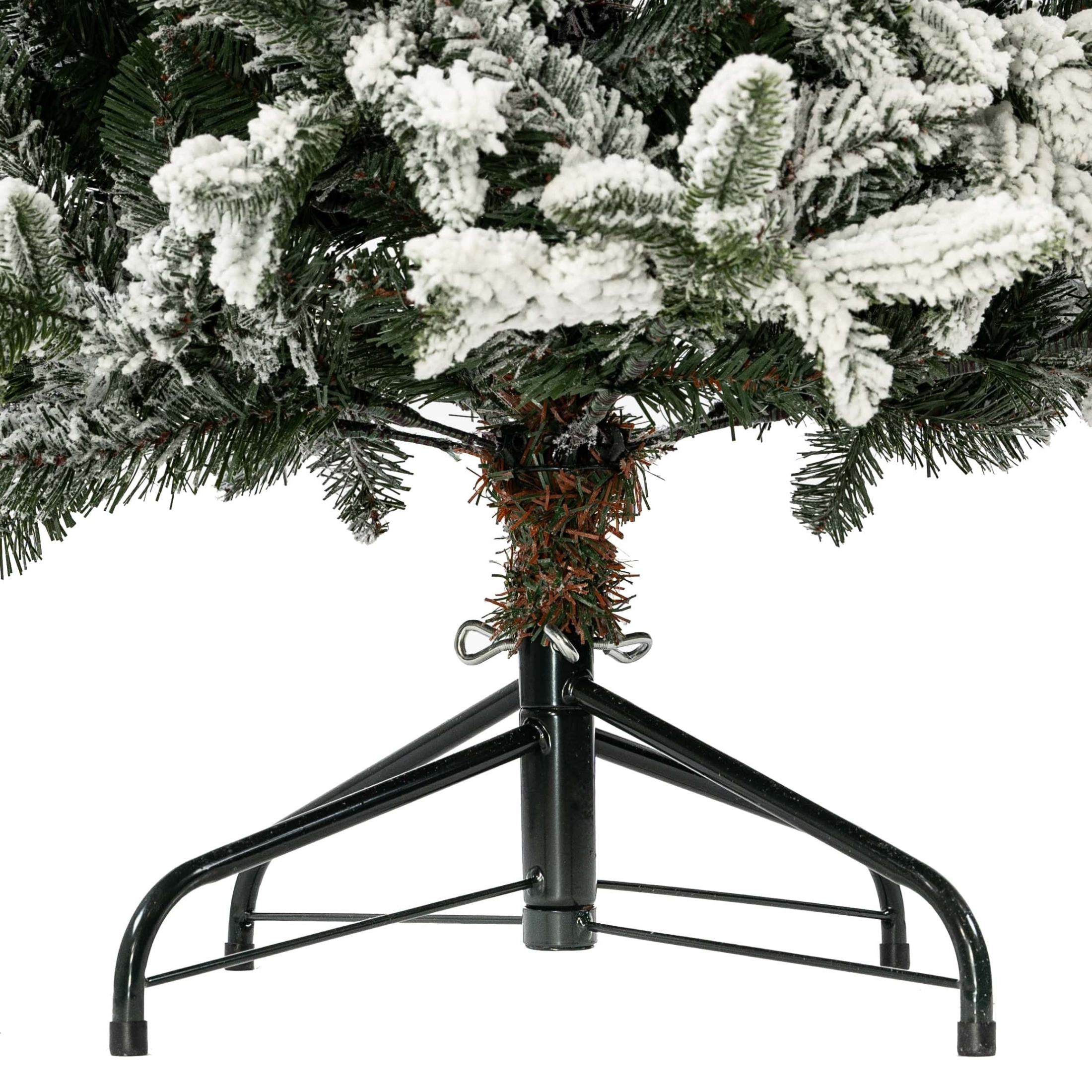 Sapin de Noël enneigé fin "Flocon de neige" en PE effet toucher réel + PVC + flock h210 cm