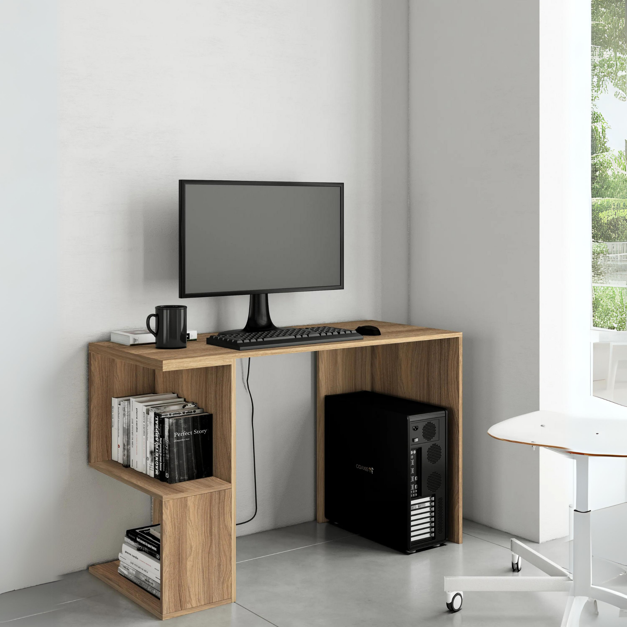Scrivania moderna "Step" con mensole laterali portaoggetti cm 117x50 73,5h