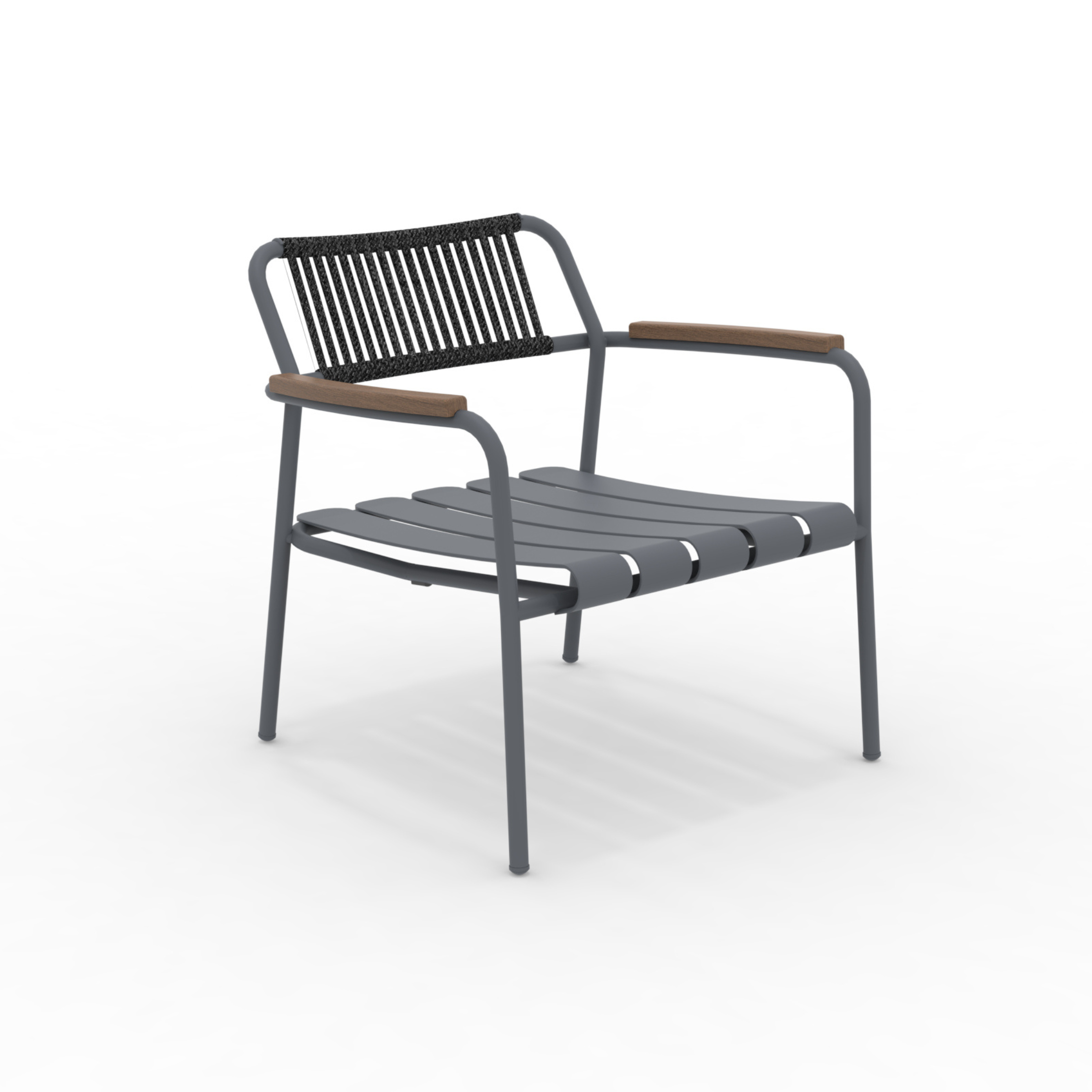 Poltrona bassa con schienale in corda "Verdea Rope" sedia lounge da giardino cm 74x70 74h