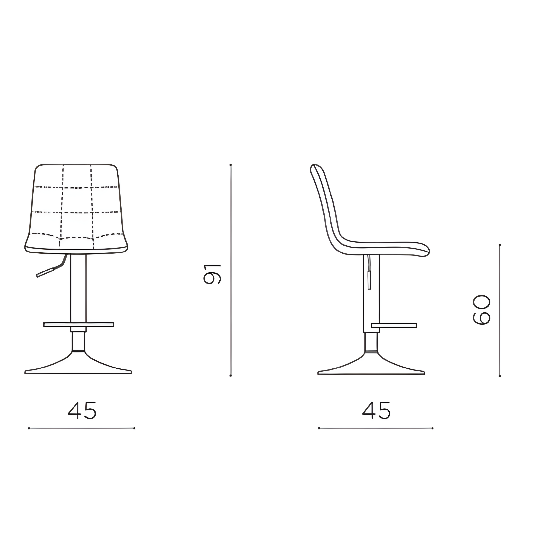 Set di sgabelli "Siviglia" in metallo verniciato e seduta in ecopelle effetto soft touch cm 45x45 91h