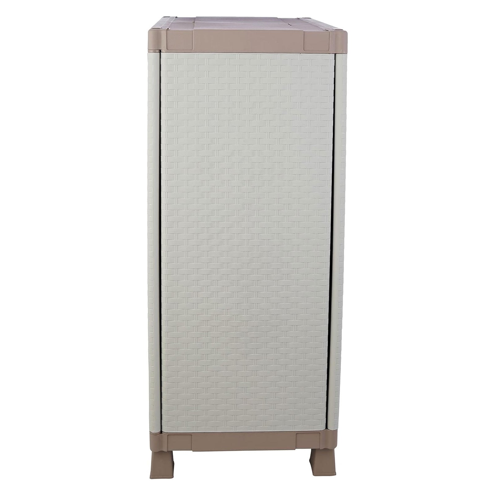 Armadio porta scope "C-Rattan" grigio per esterno 2 ante in plastica con ripiani