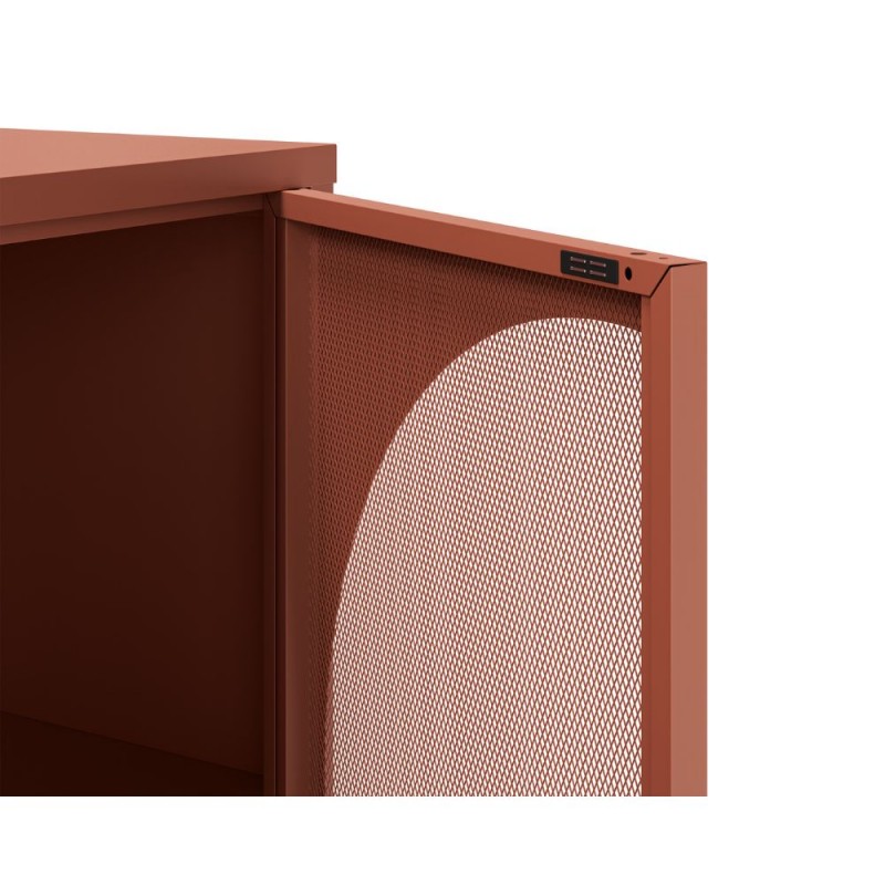 Madia 4 ante in metallo "Tayra" moderna 3 ripiani terracotta cm 160x40 90h