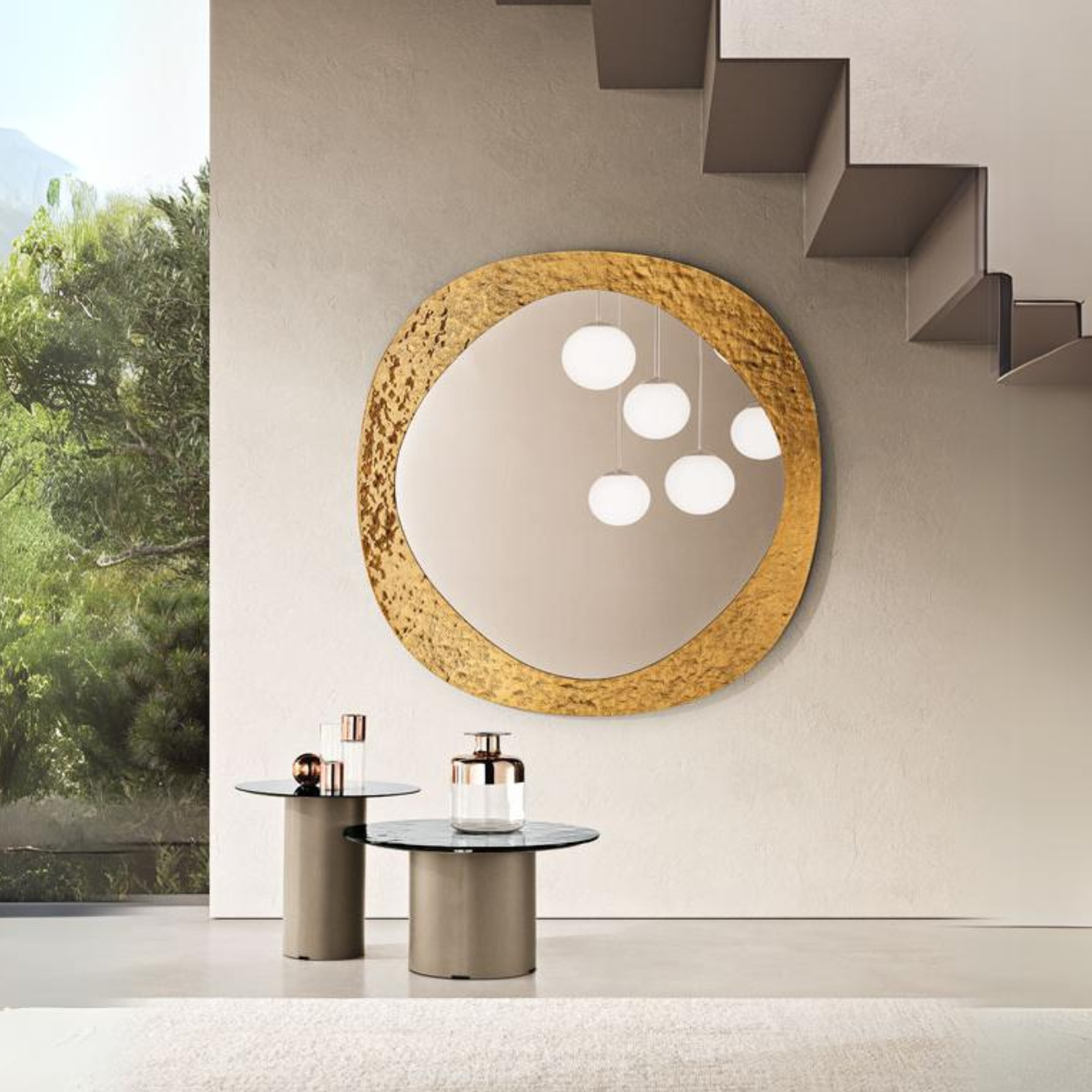 Miroir rond moderne "Curve" avec cadre en verre Ø 120x120 cm