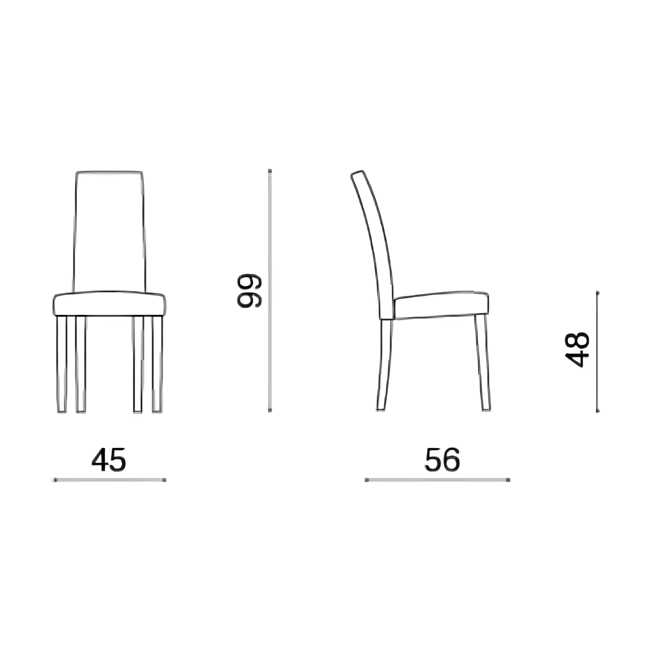 Set di sedie imbottite in ecopelle "Edra" elegante con gambe in legno cm 45x56 99h