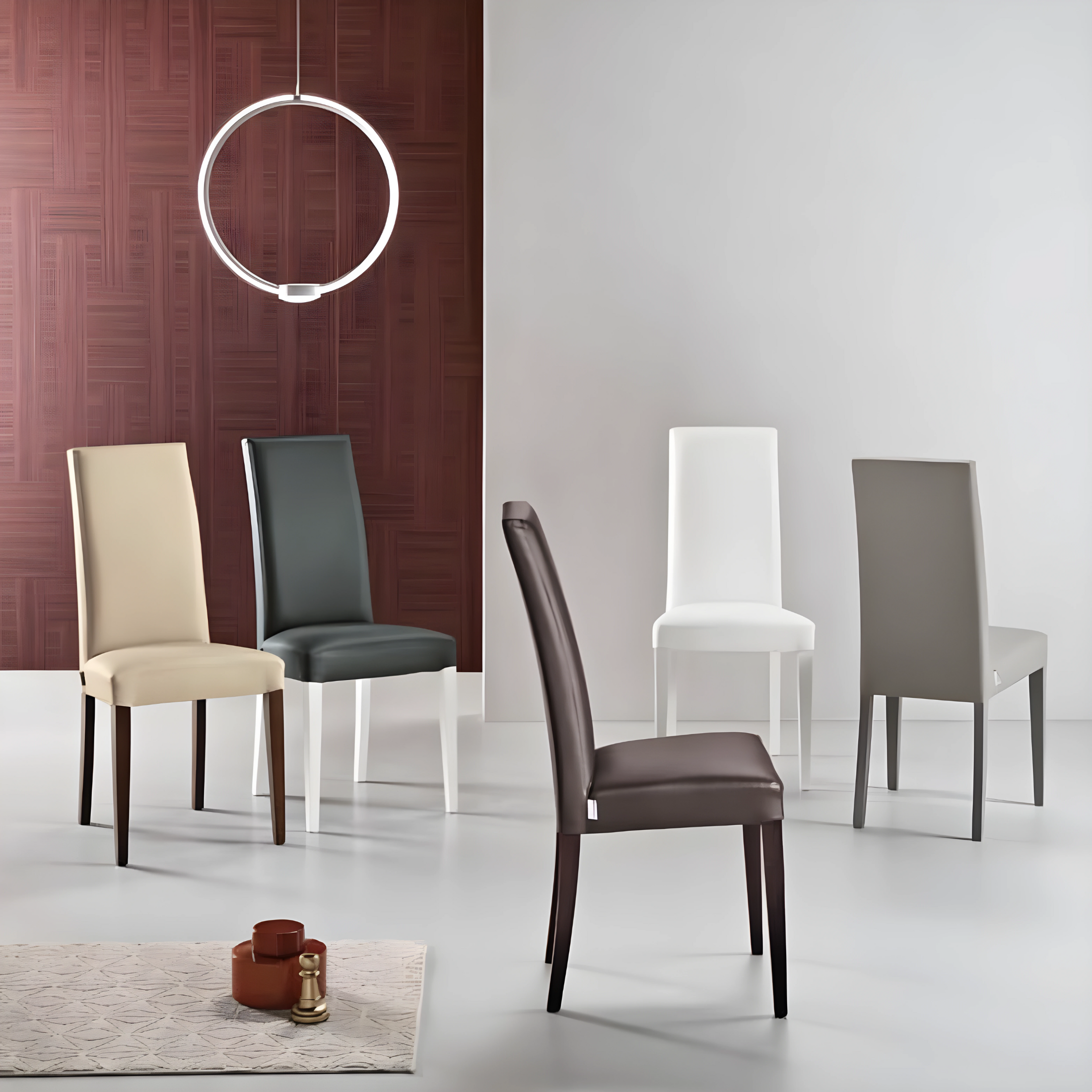 Set di sedie imbottite in ecopelle "Edra" elegante con gambe in legno cm 45x56 99h