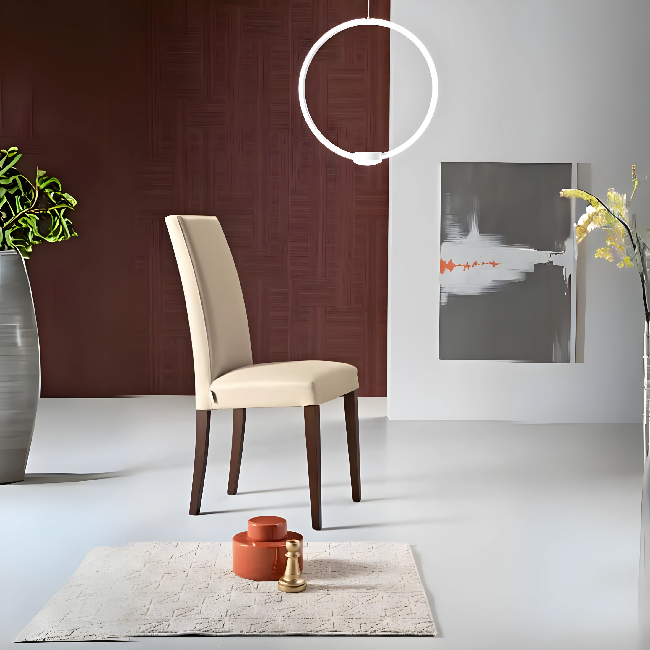 Set di sedie imbottite in ecopelle "Edra" elegante con gambe in legno cm 45x56 99h