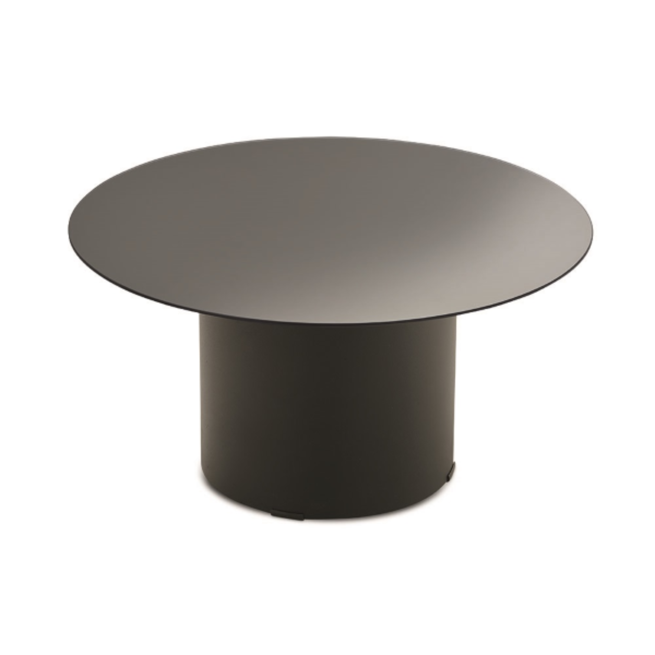 Table basse ronde "Dixon" avec piètement en métal et plateau en verre