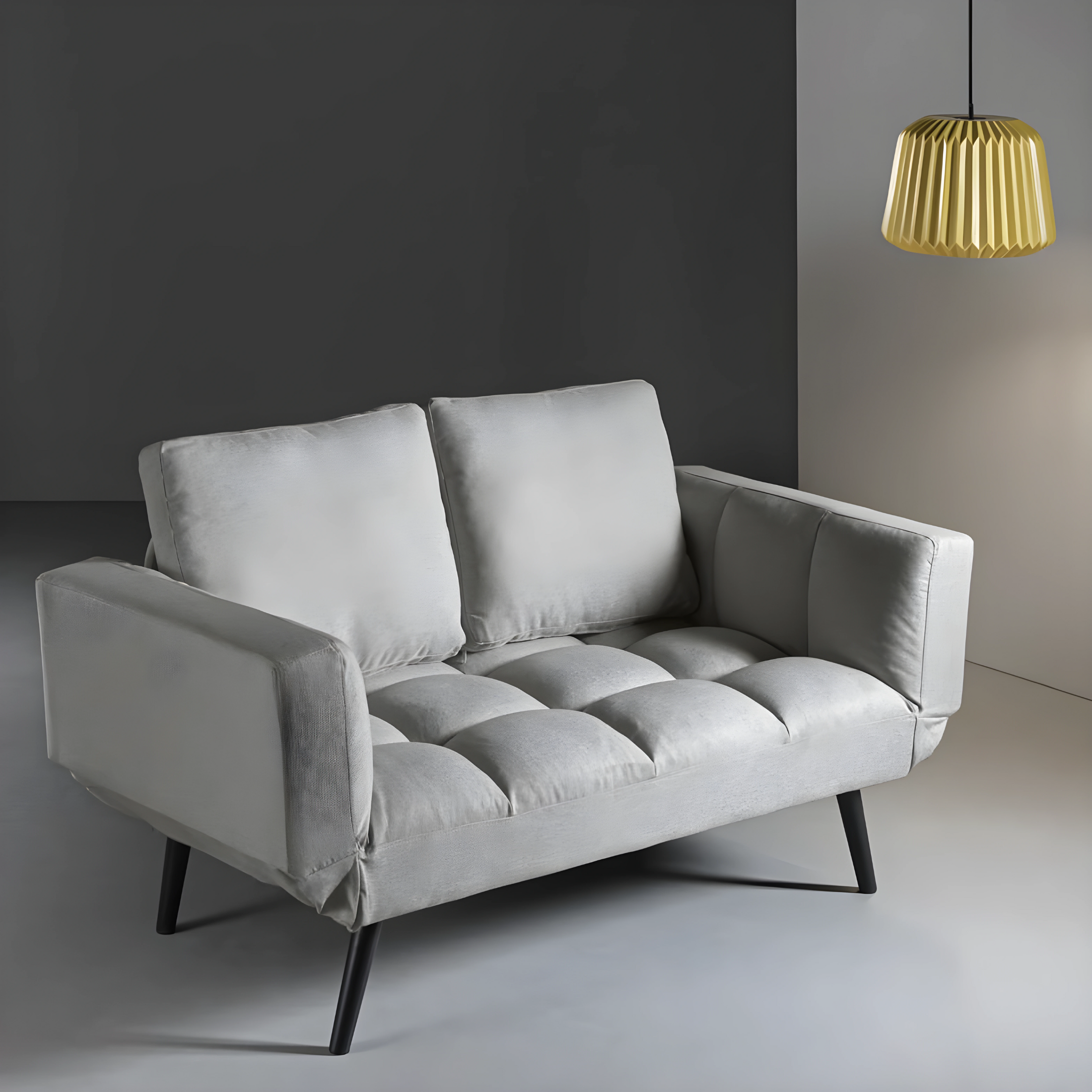 Divano letto moderno in tessuto "Comfy" da soggiorno con braccioli regolabili