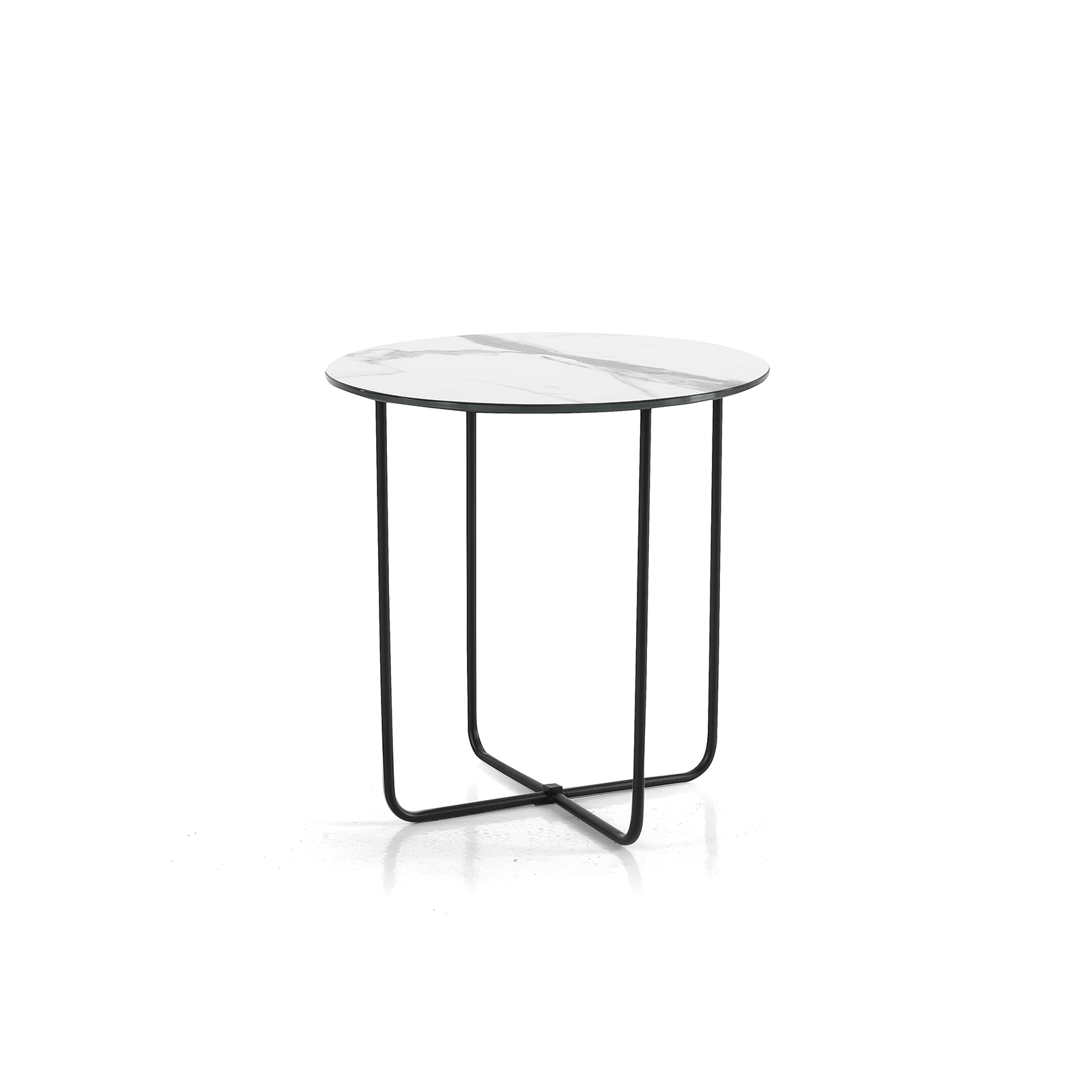 Table basse ronde "Jon" avec piètement en métal peint noir