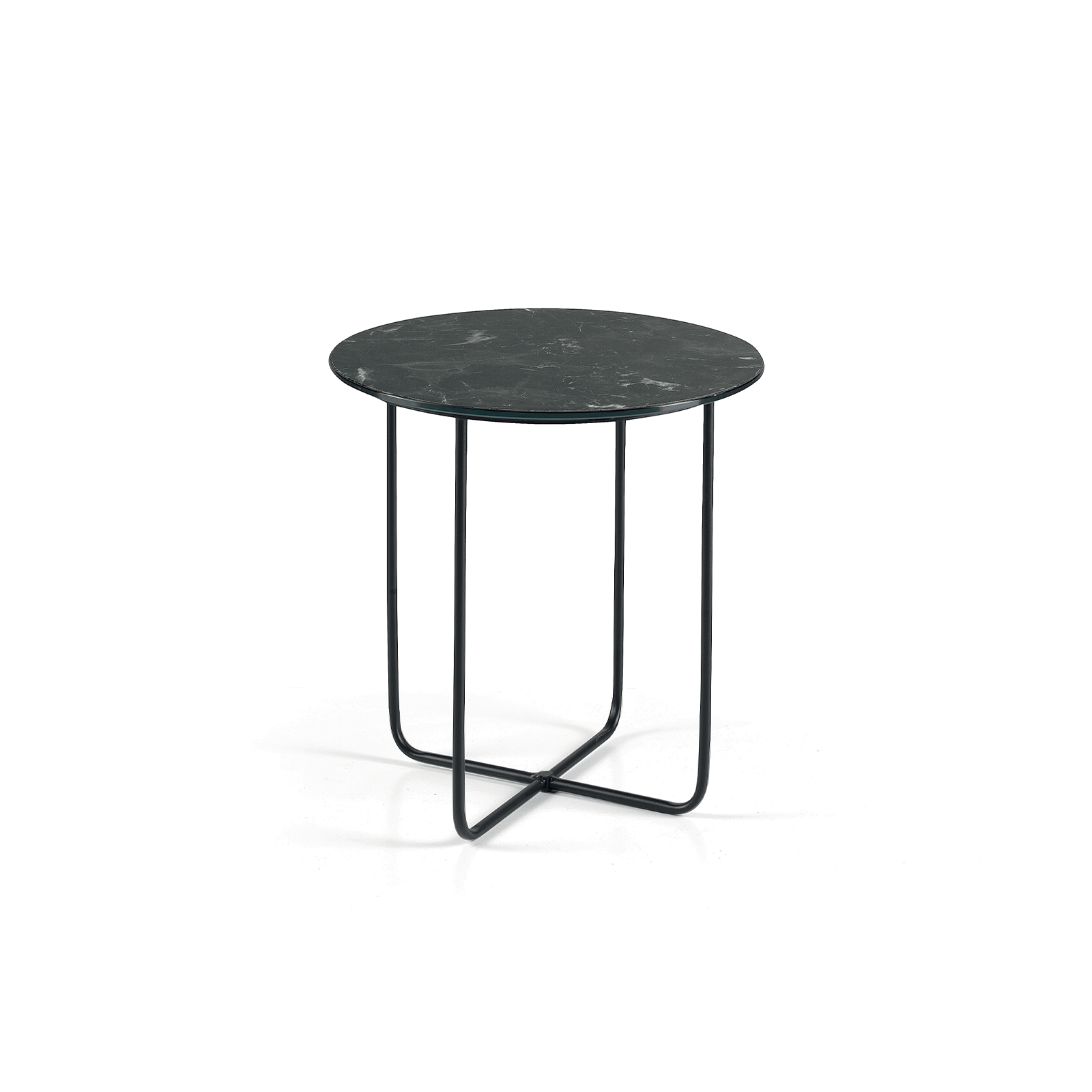 Table basse ronde "Jon" avec piètement en métal peint noir