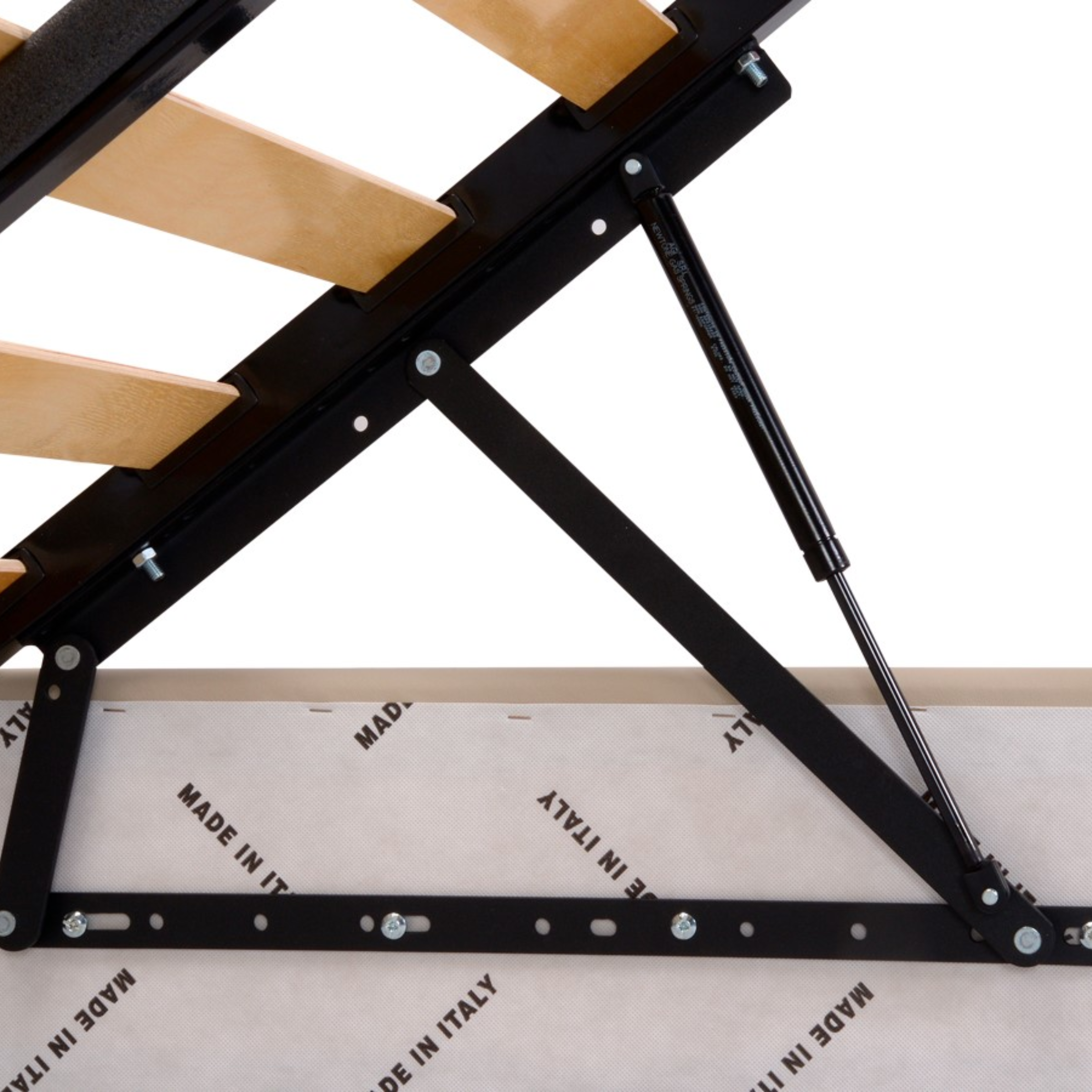 Letto contenitore con rete "Lugano" moderno senza testata in velluto con piedino conico