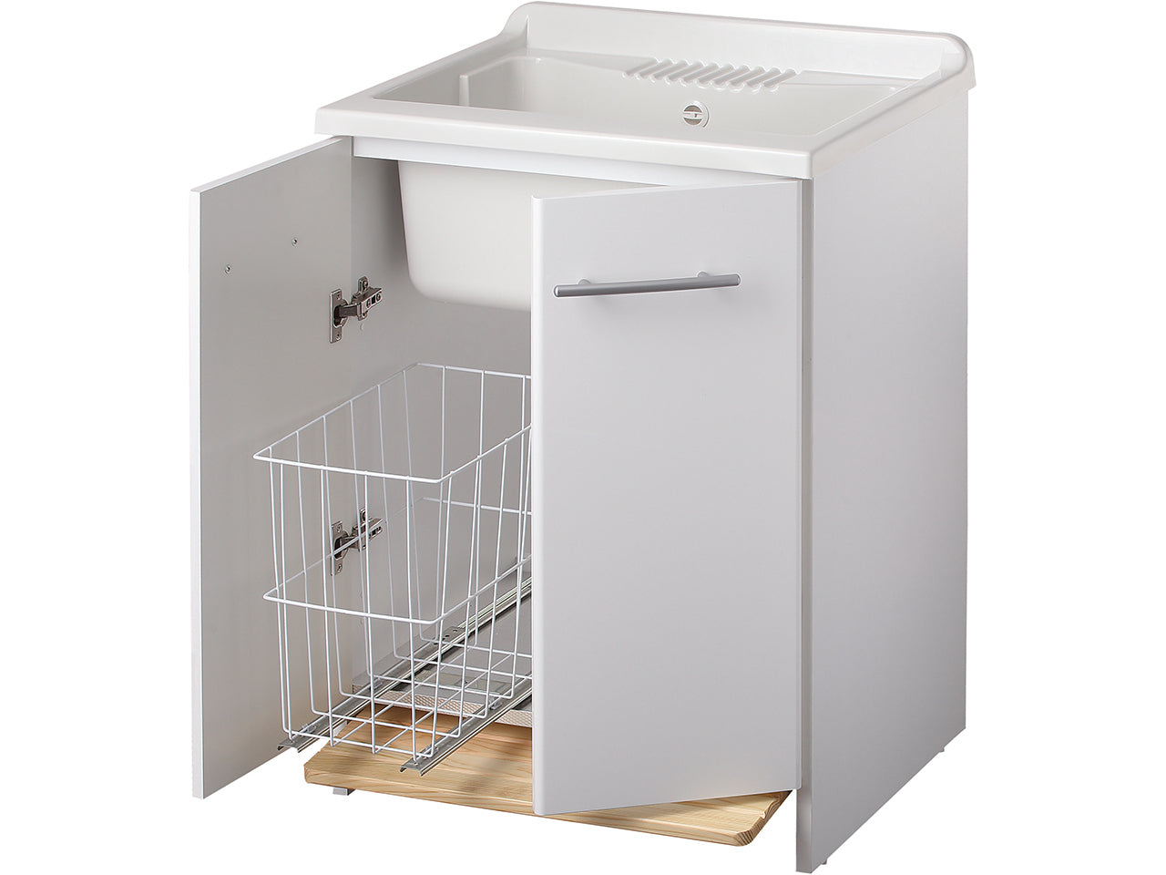 Mobile lavapanni in legno "Bros" da interno con cesto scorrevole cm 45x50 85h