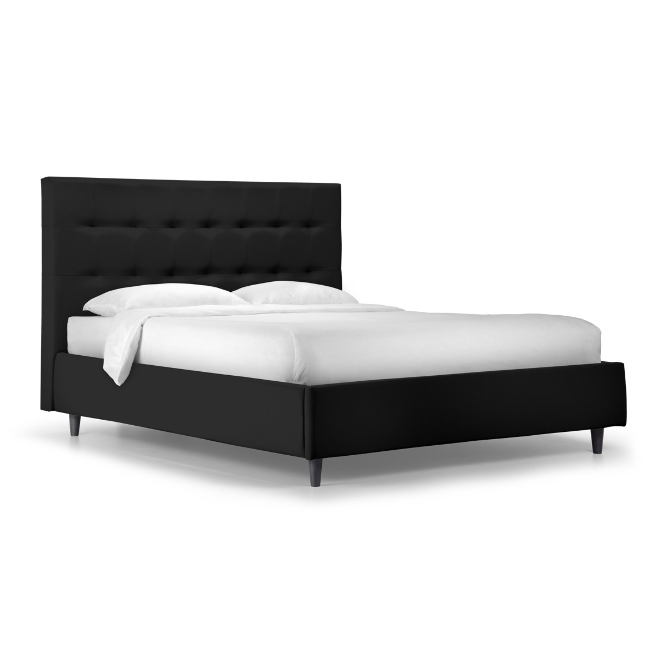 Letto contenitore con rete "New York" in pelle vegan con piedino conico