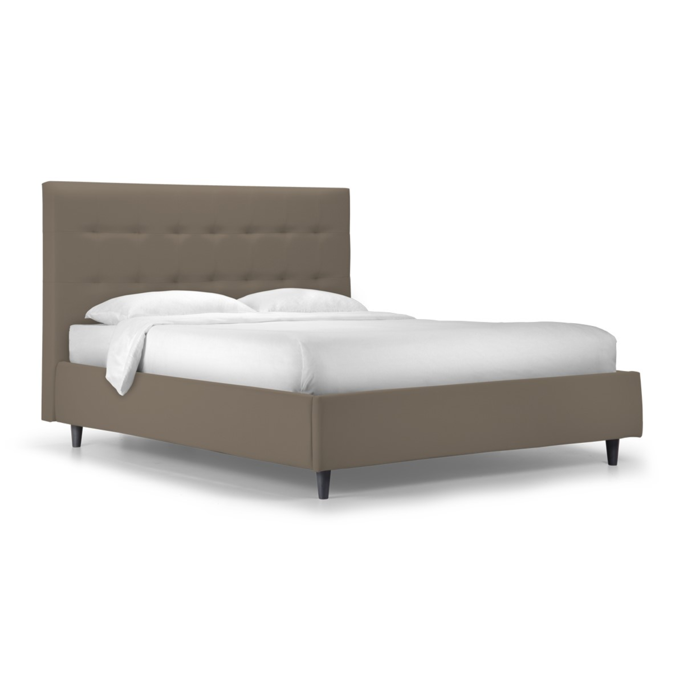 Letto contenitore con rete "New York" in pelle vegan con piedino conico