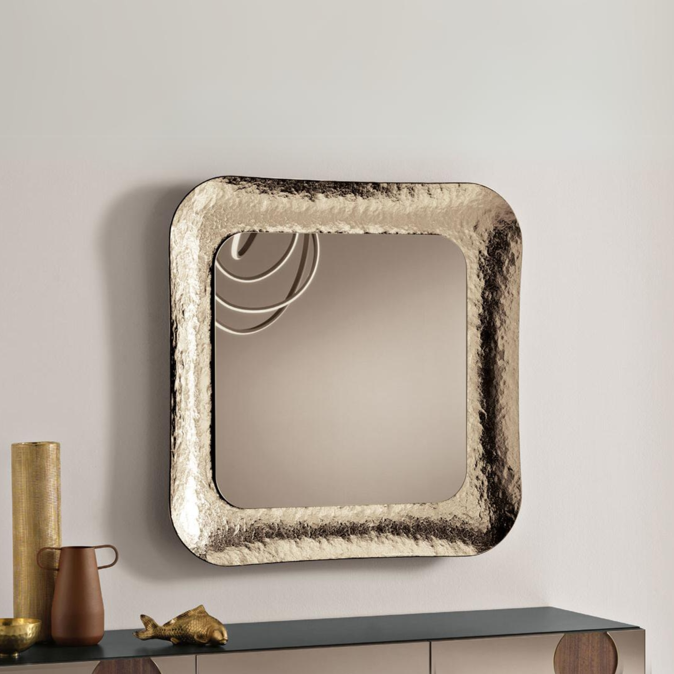 Specchio da parete "Royal" con cornice in vetro martellato