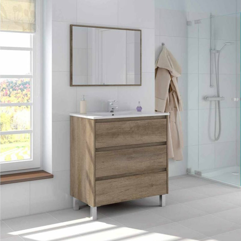 Mobile da bagno Dakota mobile con cassetti in legno rovere Nordik