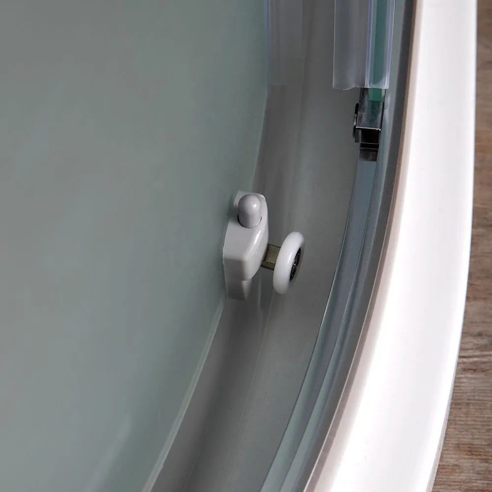 Box doccia angolare scorrevole semicircolare "Genova" in vetro temperato satinato h 185 cm