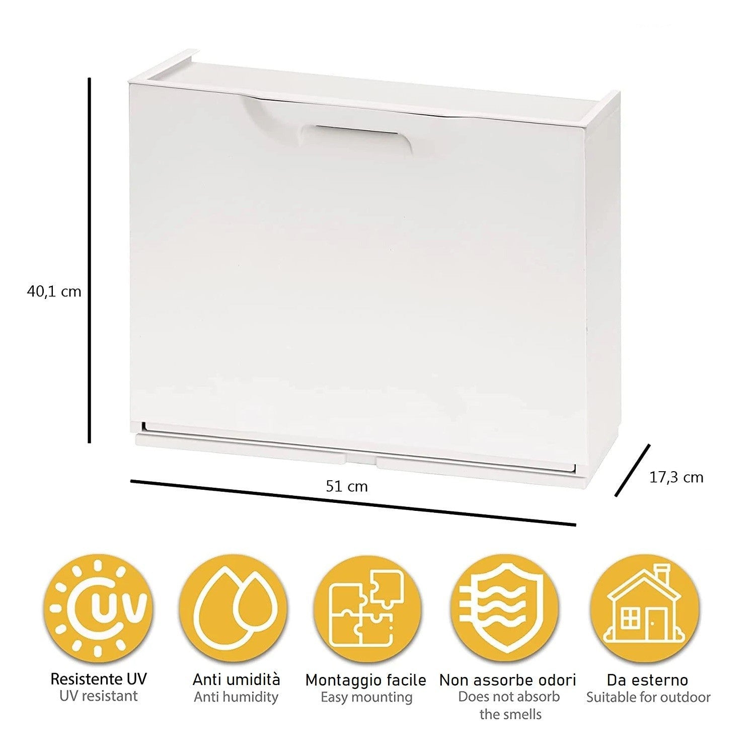 Scarpiera modulare sottile in plastica bianca impilabile cm 51x17 40h