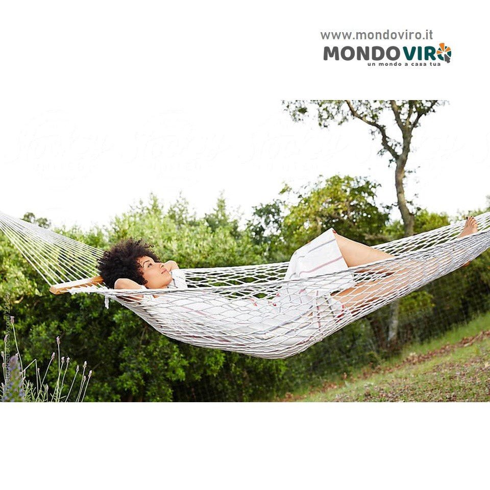 Amaca da giardino in tela intrecciato resistente con supporto in legno cm200x150