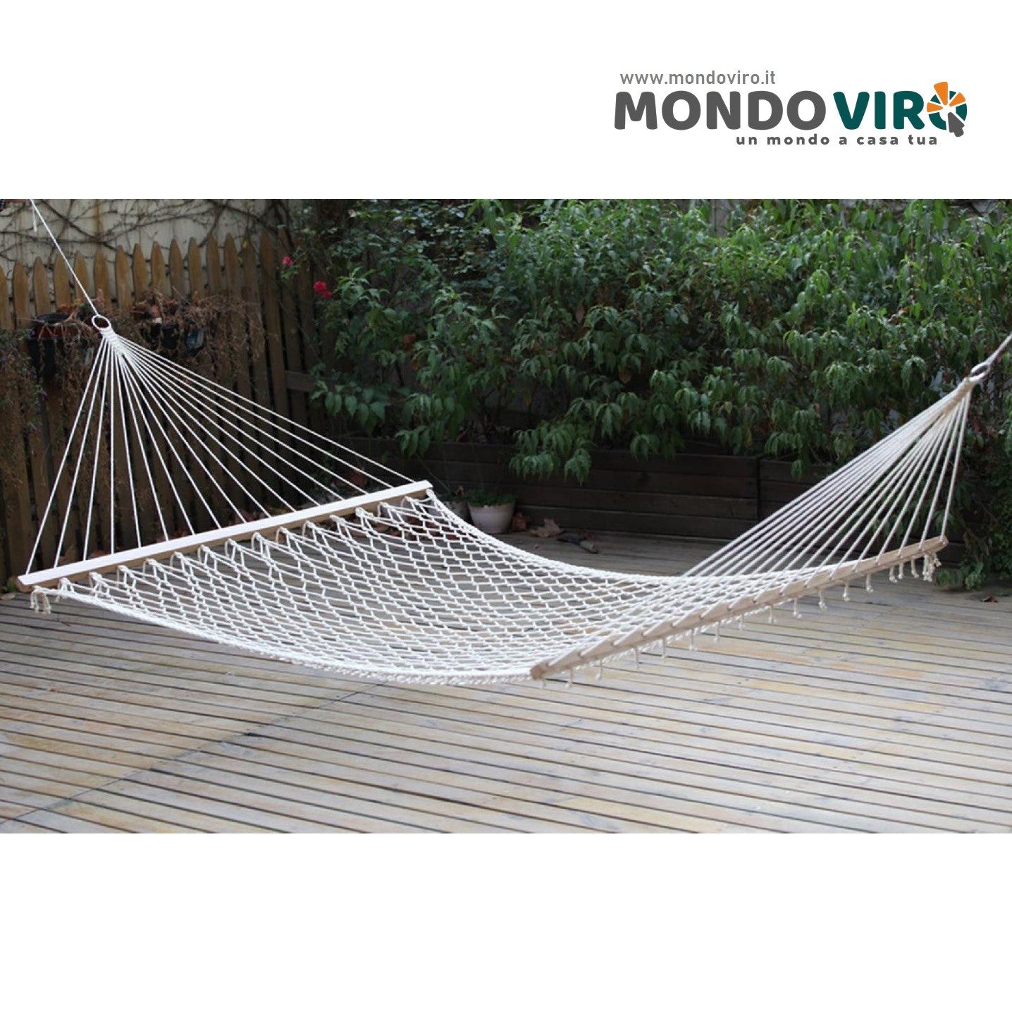 Amaca da giardino in tela intrecciato resistente con supporto in legno cm200x150