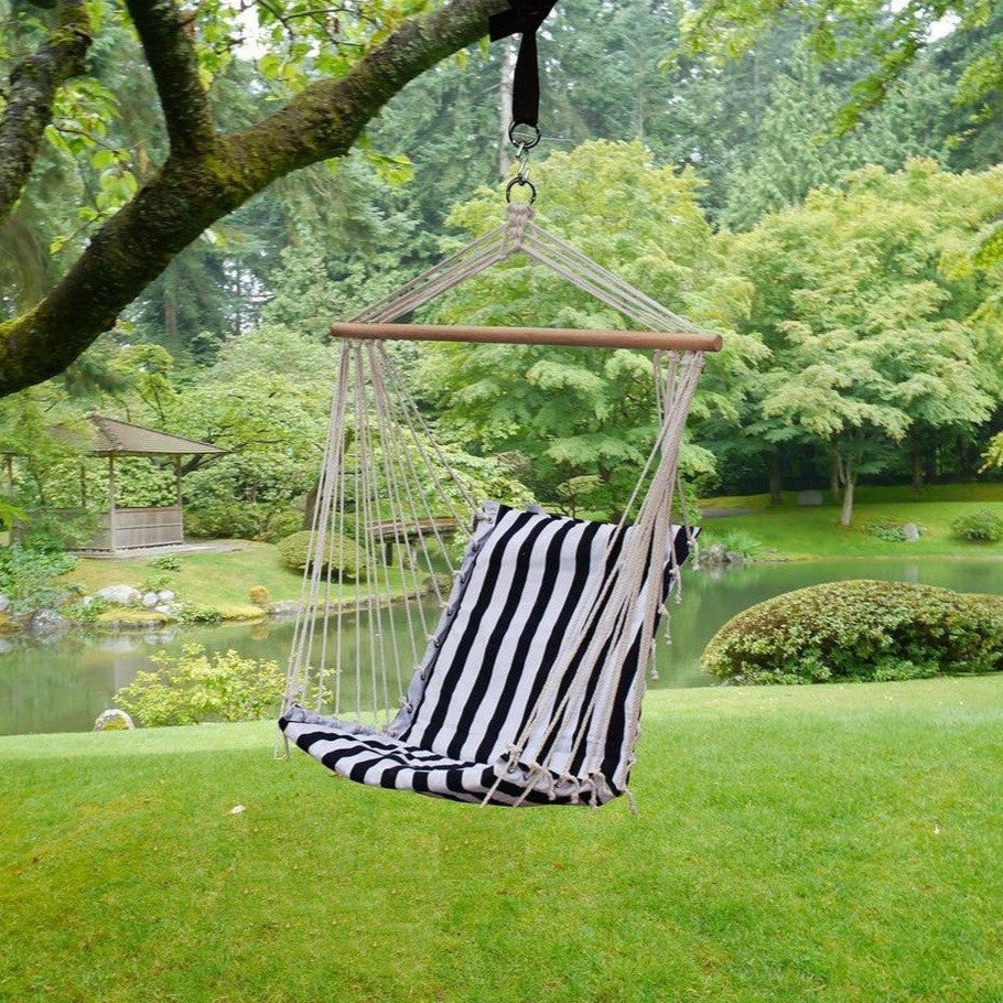 Seduta sospesa a dondolo Righe in tessuto e corda portata 100 kg