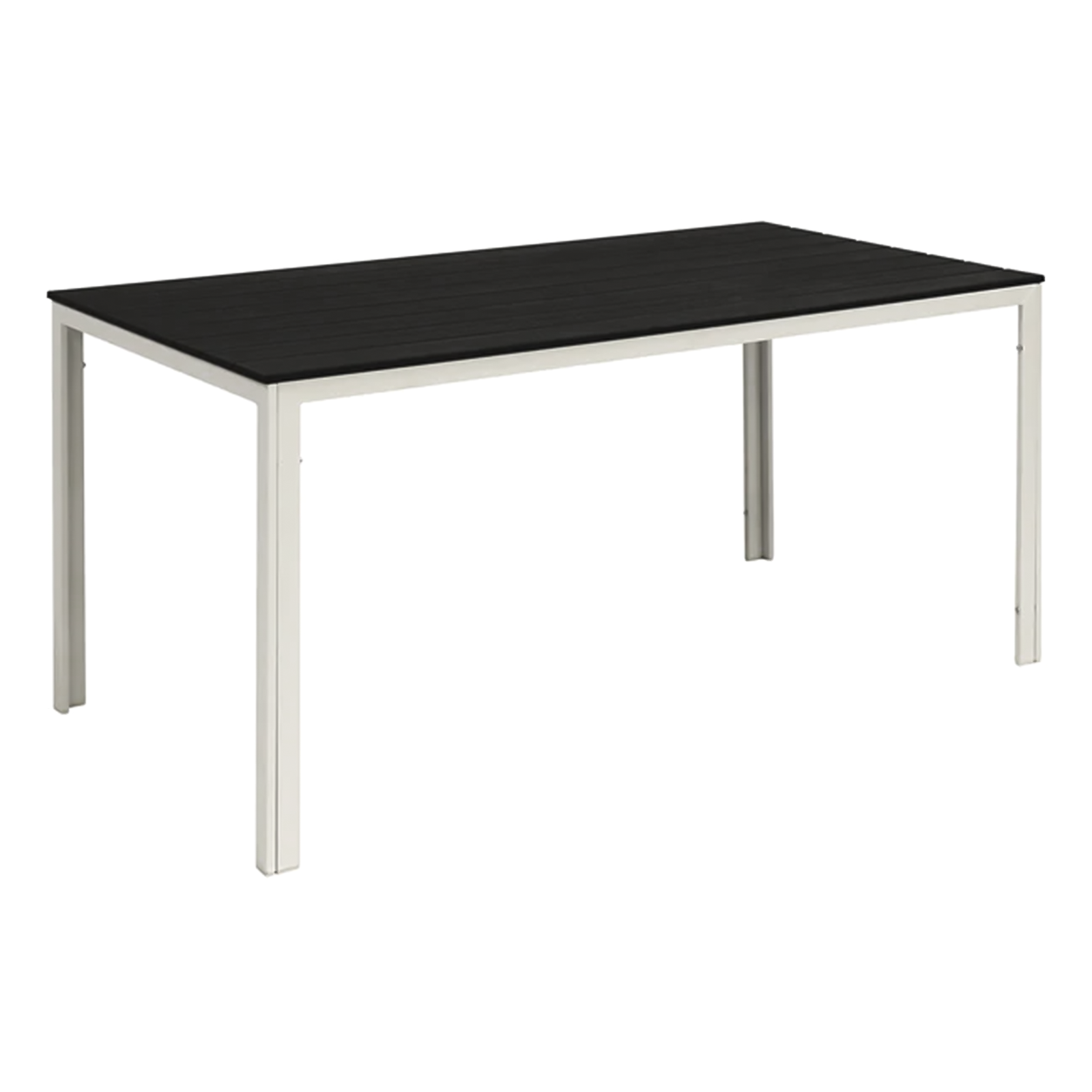 Tavolo da esterno in acciaio rettangolare con doghe effetto legno cm 156x78 h74