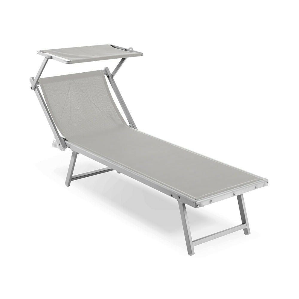 Sdraio prendisole Palapas ecrù in alluminio con parasole cm 181x61 39h