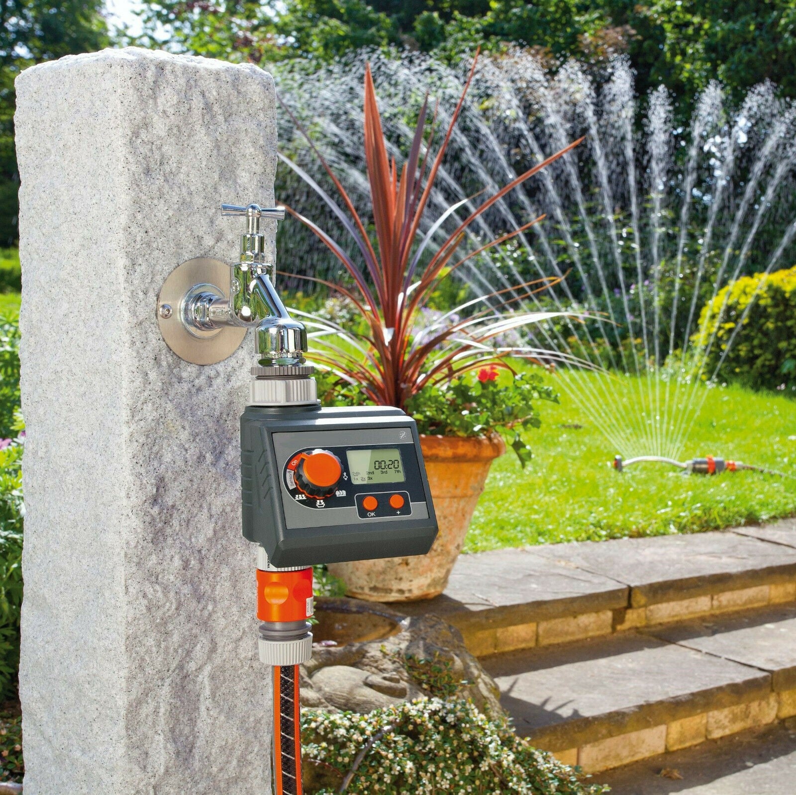 Programmatore bizona per irrigazione digitale in plastica a 2 uscite