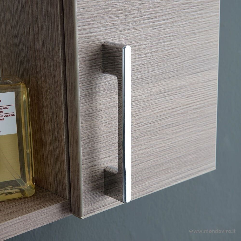 Specchiera da bagno in legno rovere fumo a led cm 77x15,5 57h