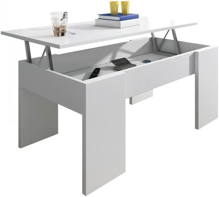 Tavolino da soggiorno per caffè con contenitore e piano rialzabile cm 100x45 48h