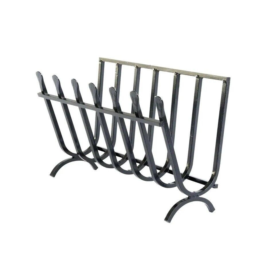 Portalegna a culla per camino in ferro nero cm 40x24 34h