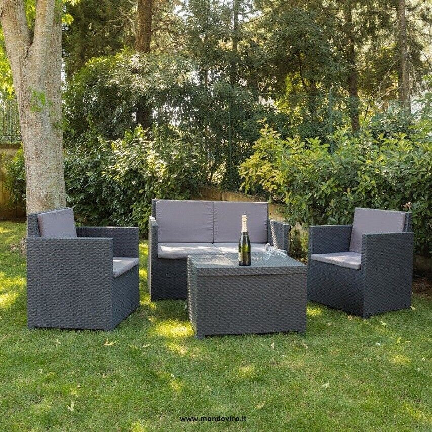Cassapanca in resina effetto rattan panca contenitore con ruote e manici l 123 cm