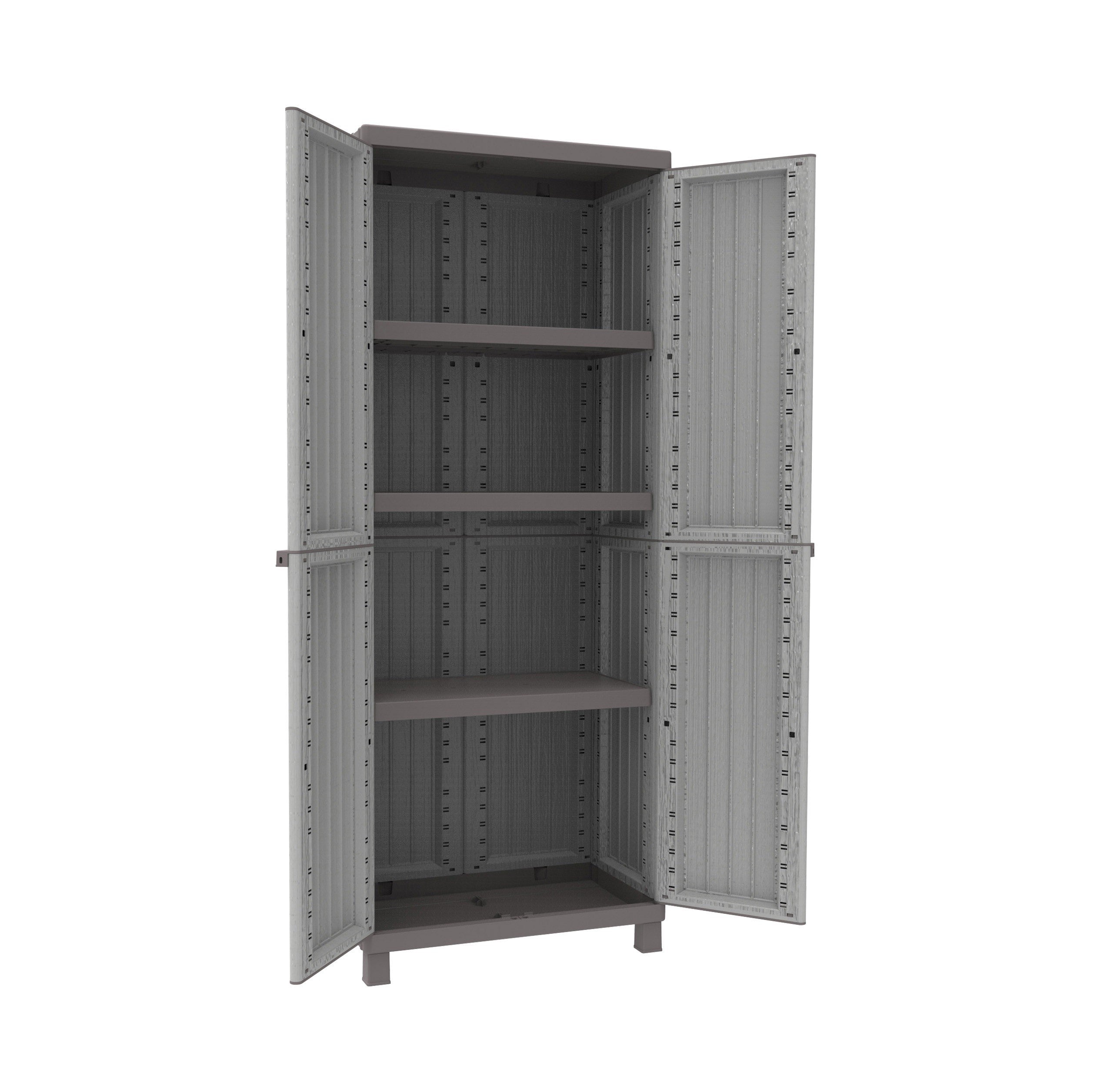 Armadio porta oggetti in plastica a 2 ante con 3 ripiani cm 68x39 170h