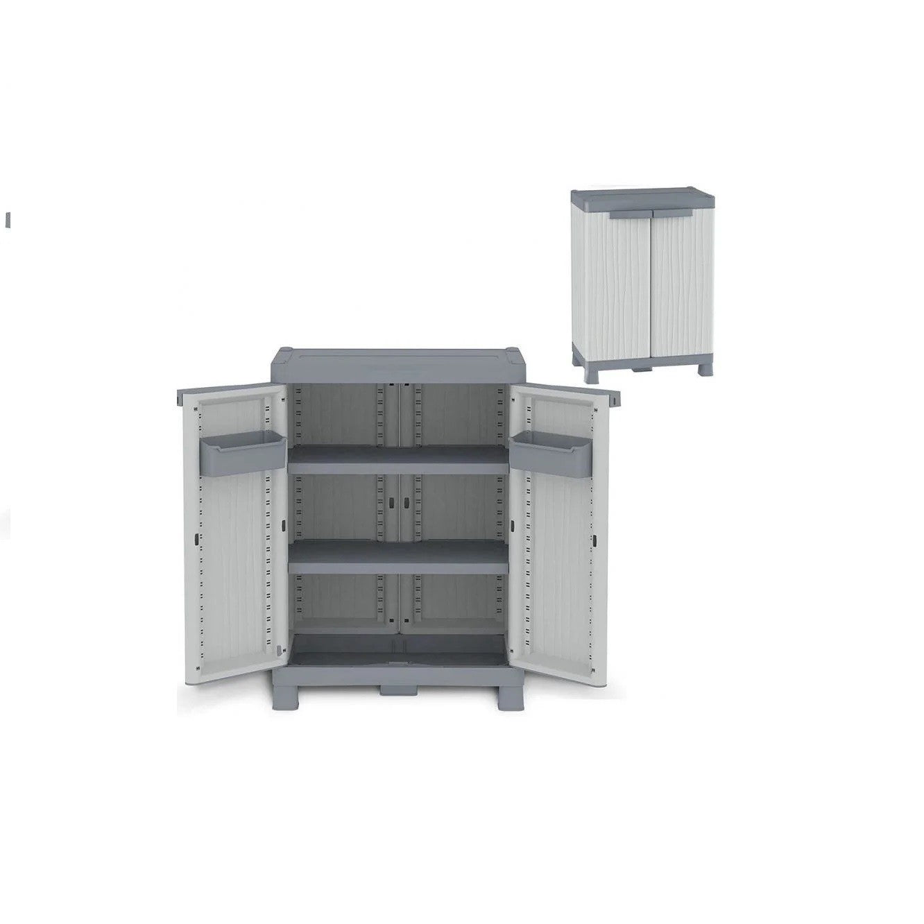 Armadio porta oggetti basso in plastica a 2 ante cm 70x44 96h