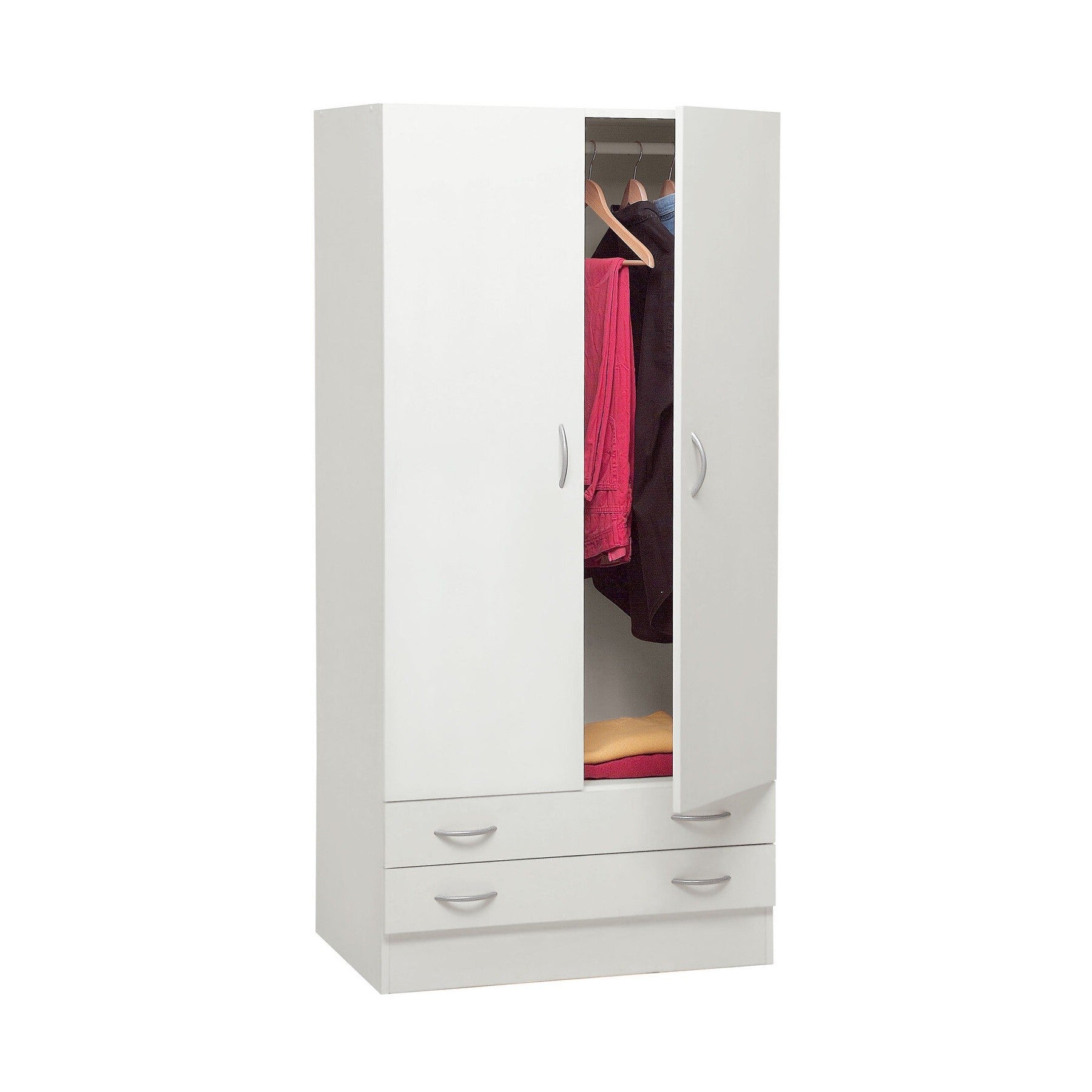 Armadio guardaroba B201 bianco con 2 cassetti l 82 x h 184,5 cm
