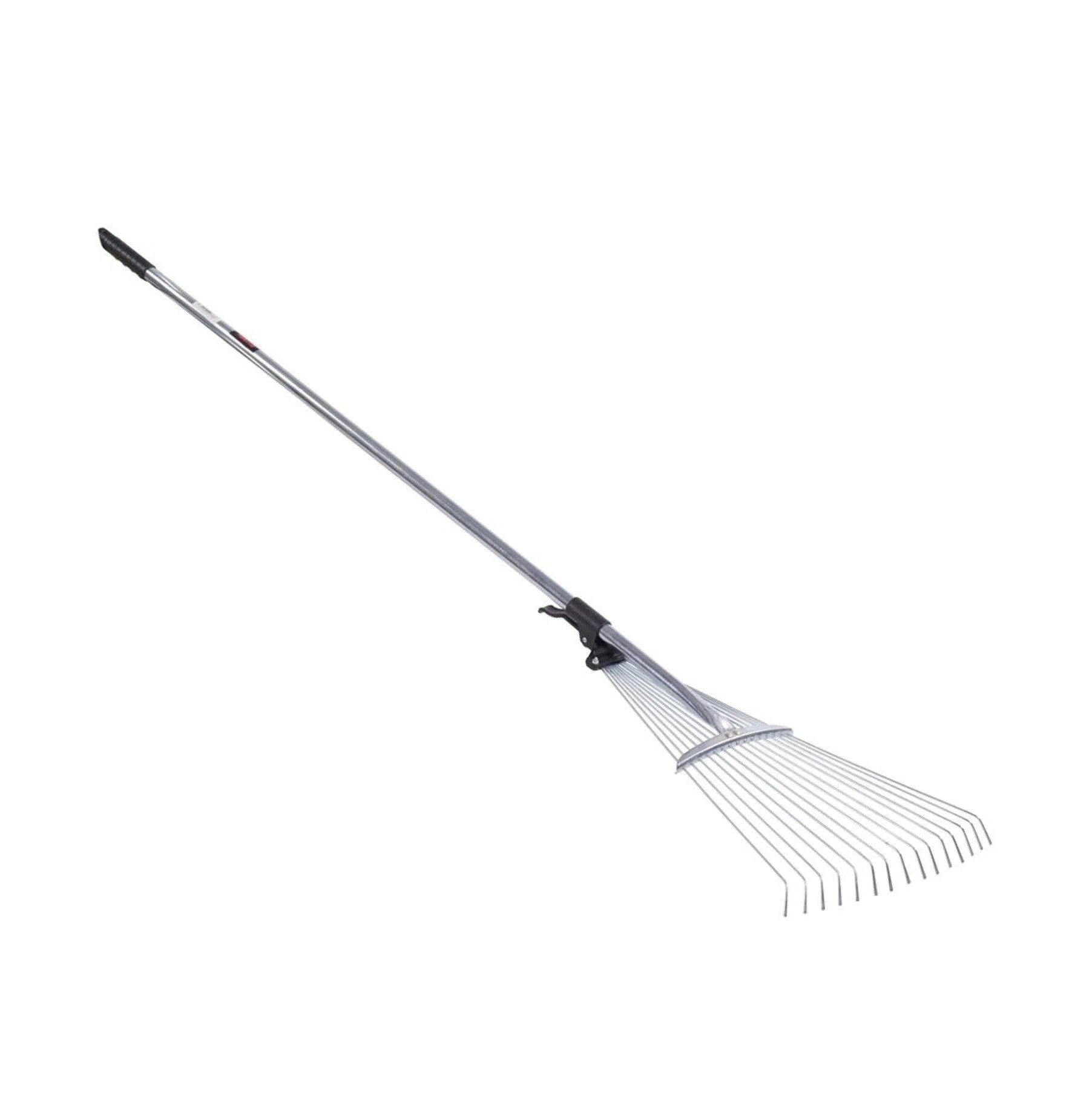 Scopa rastrello a 15 denti da giardino per erba e foglie in acciaio con asta regolabile fino a 120 cm