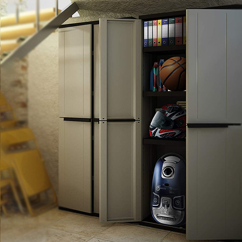 Armadio porta scope in plastica a 2 ante con 3 ripiani 68x38 164h