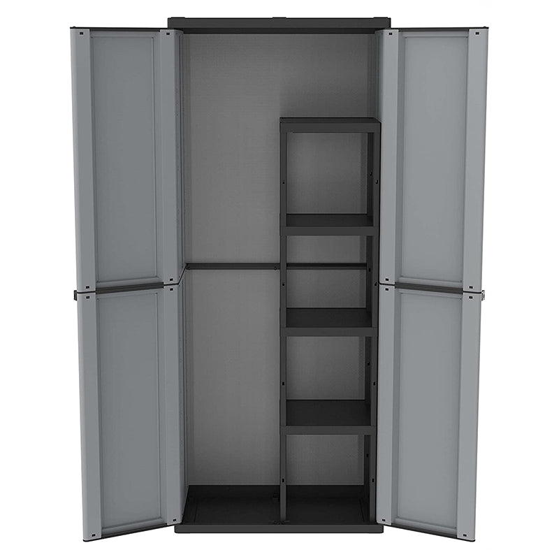 Armadio porta scope in plastica a 2 ante con 3 ripiani 68x38 164h
