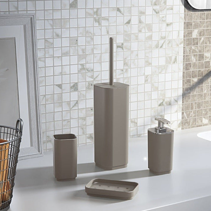 Contenitore porta spazzolini per bagno nero opaco in resina cm 6,5x6,5 h12,2